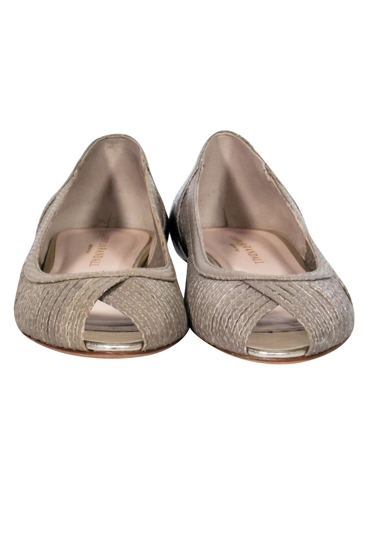 Loeffler Randall Taupe Open-Toe Leather Flats - Size 7: A Timeless Classic!