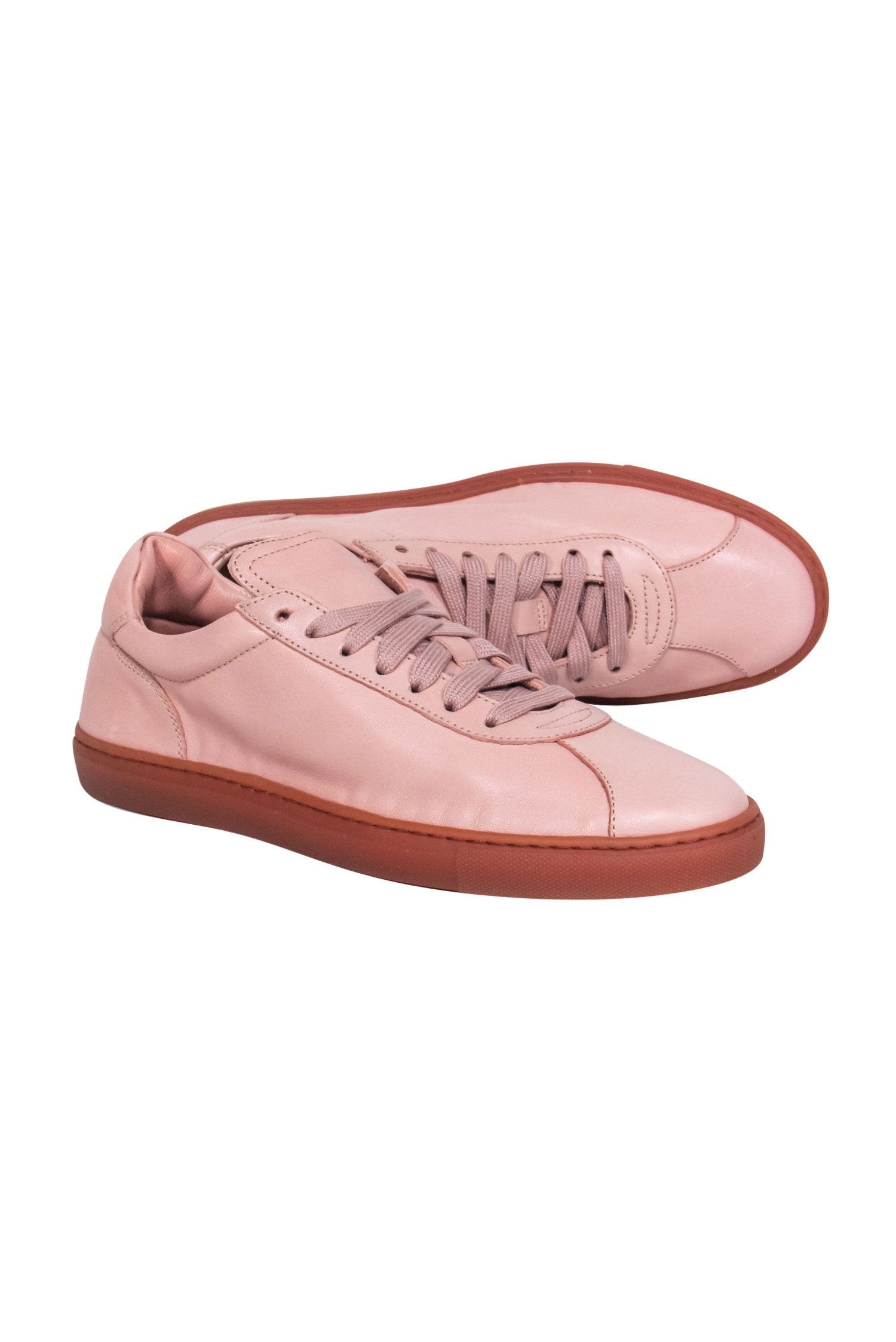 M. Gemi Blush Pink Leather Lace - Up Sneakers for Fashion - Forward Ladies, Size 8