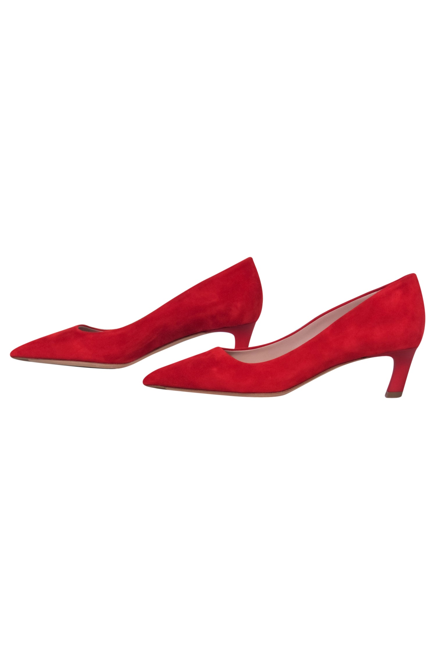 M.M.LaFleur's Stunning Red Suede Pointed Toe Kitten Heels - Size 6