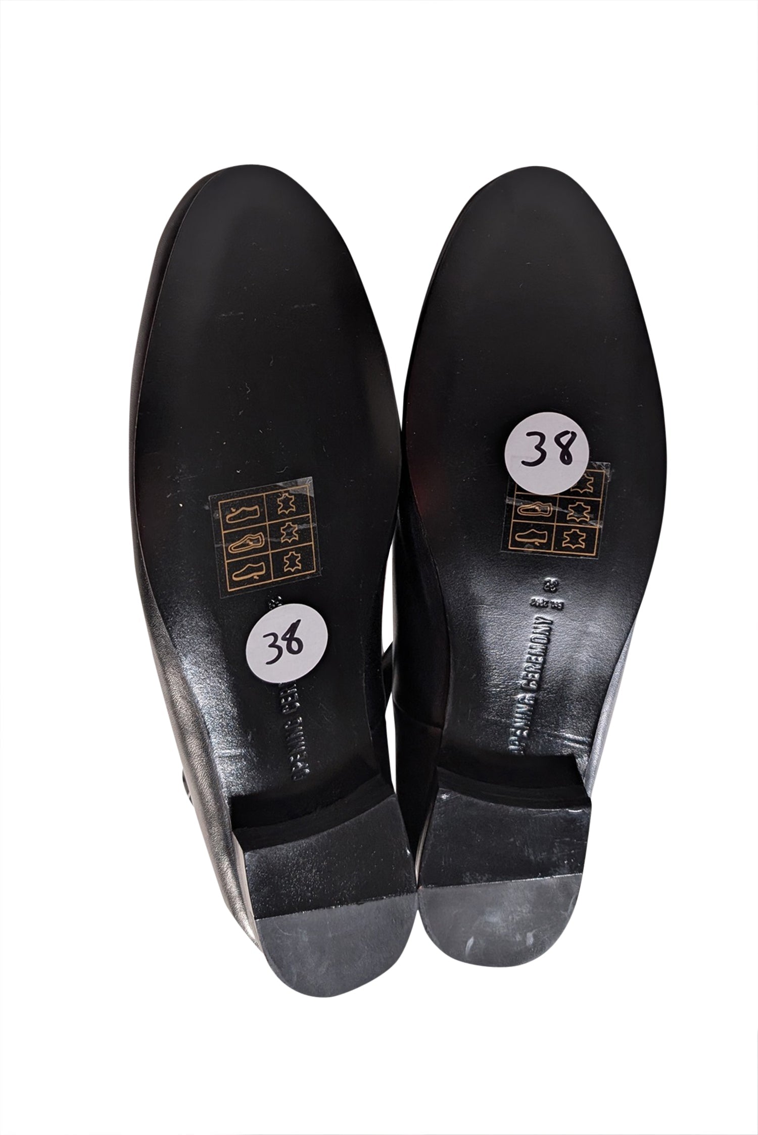 Opening Ceremony Norrah Black Leather Ankle Strap Flats - Size 8