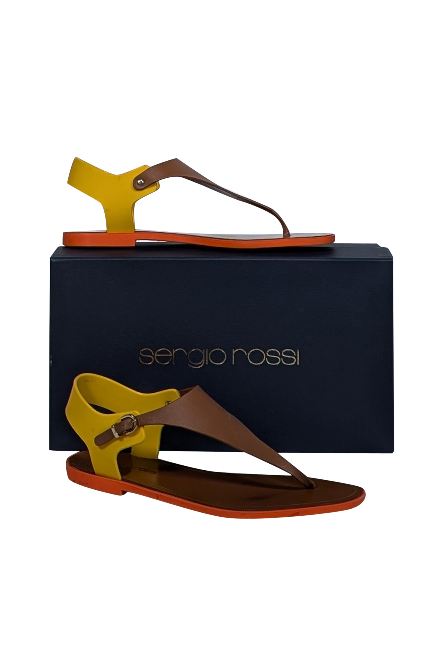 Sergio Rossi - Stunning Tan, Yellow & Orange Strappy Sandals in Size 8