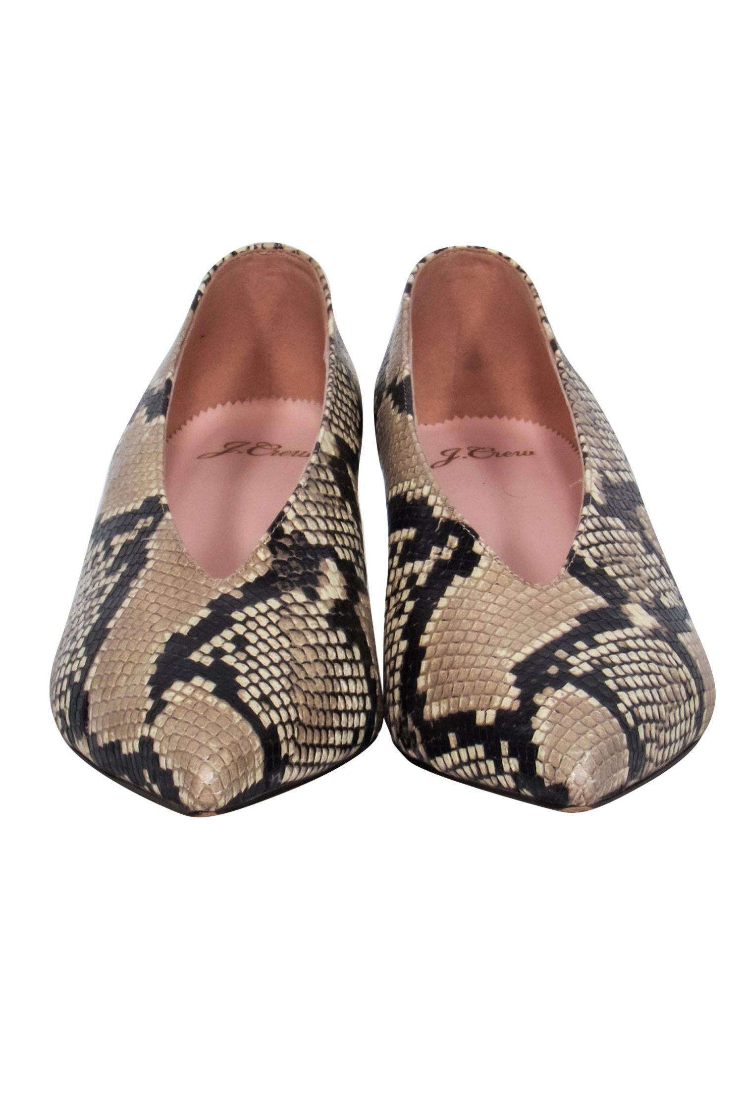 J.Crew Beige Snakeskin Print Pointed Toe Kitten Heels - Size 9: Unleash Your Style!