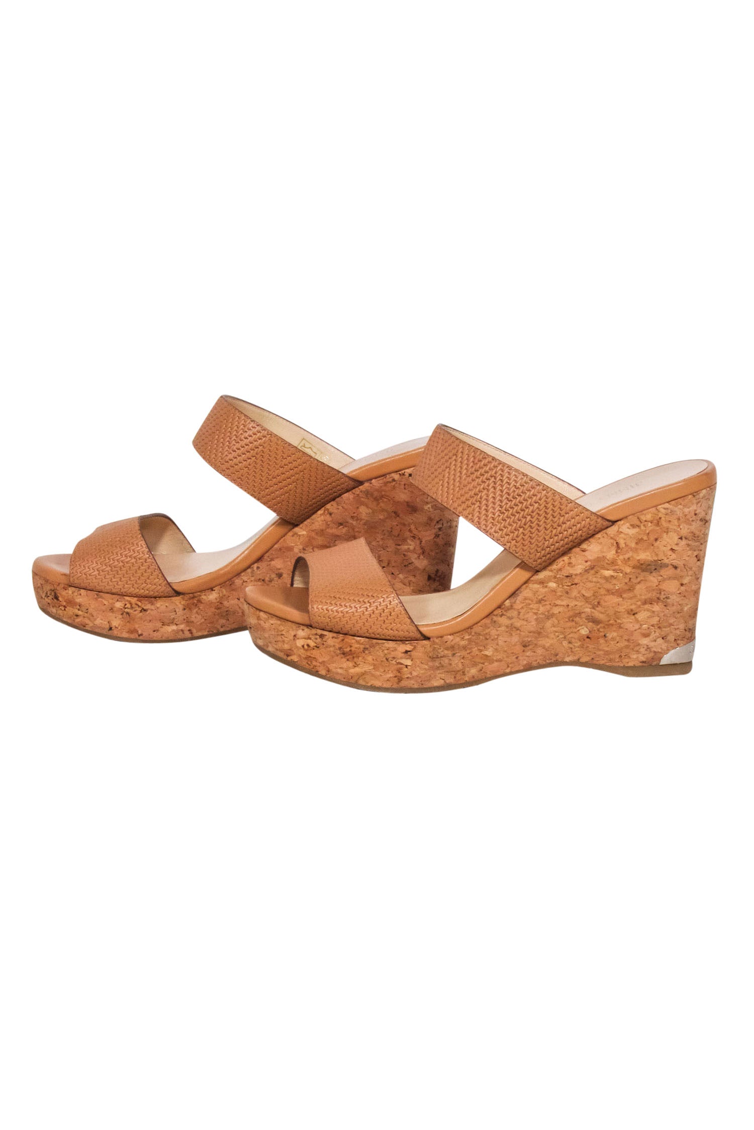 Jimmy Choo Tan Leather Cork Wedges - Size 8 - Perfect for Island Getaways