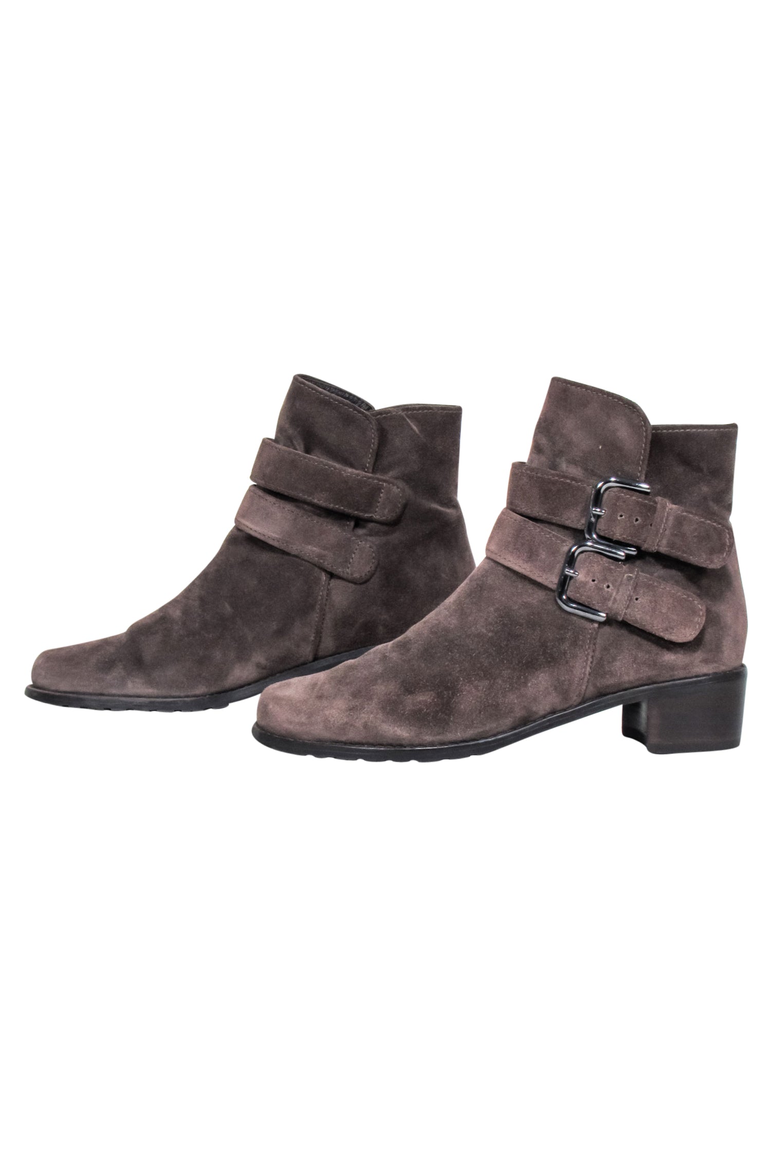 Stuart Weitzman Brown Suede Double Buckle Short Boots - Size 6: A Must-Have for Style Enthusiasts