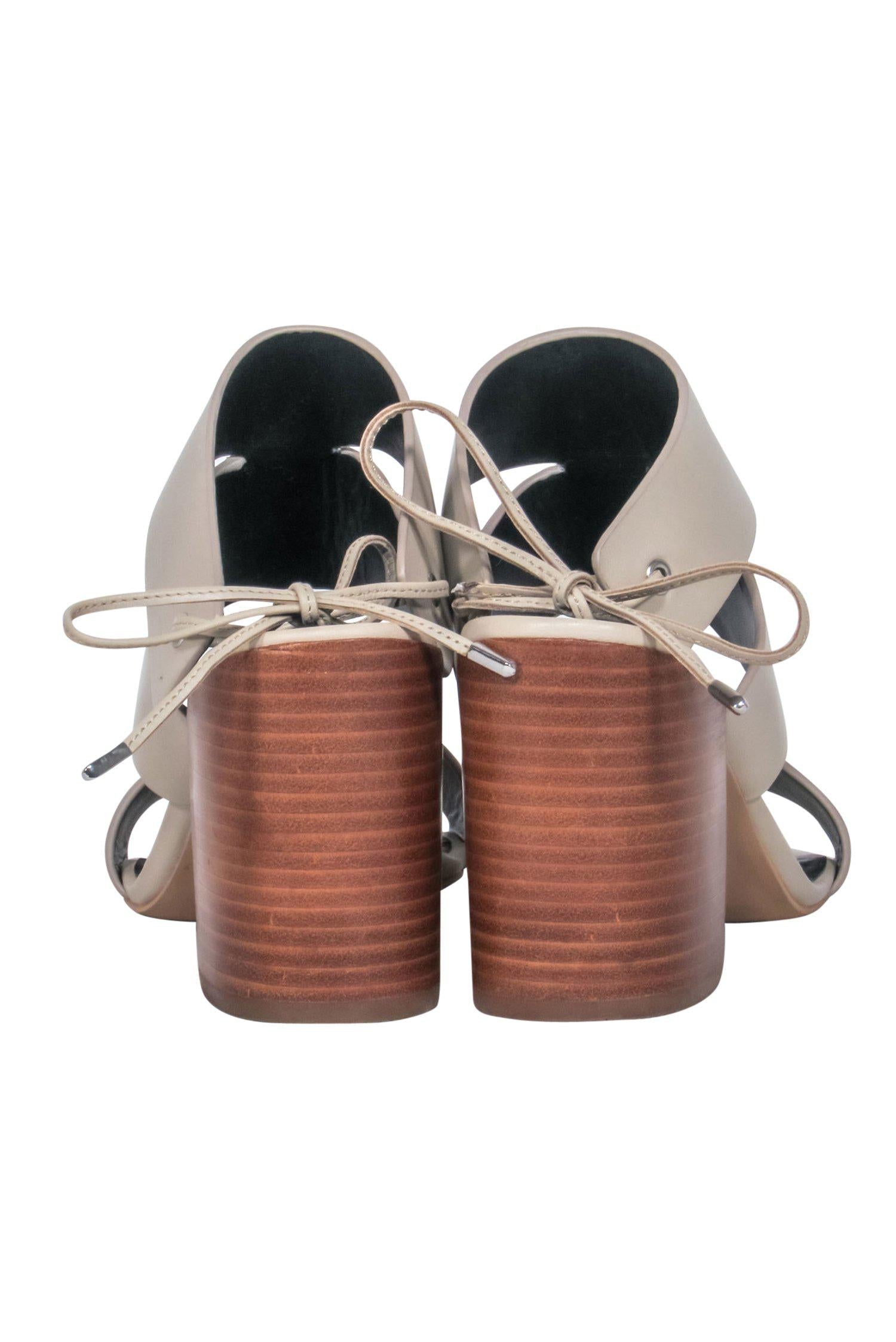 Rebecca Minkoff's Stylish Beige Tie - Back Leather Heels in Size 7.5