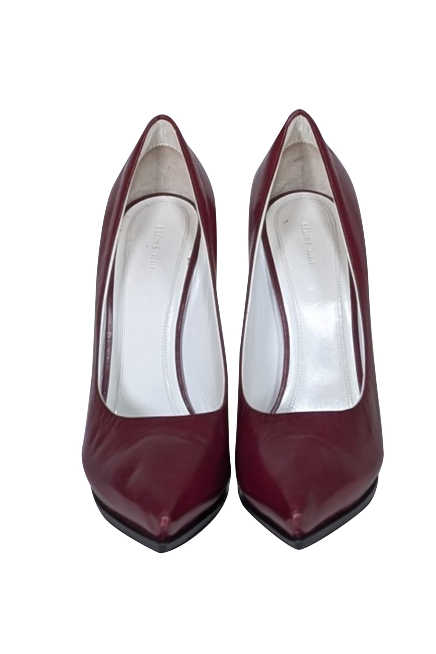 Celine's Stunning Maroon Leather Chunky Heel Pumps - Size 10