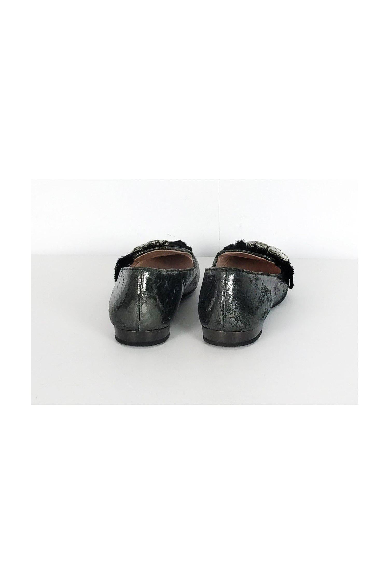 Miu Miu Crackled Grey Ballerina Flats - Size 6.5: Glamour Unleashed!