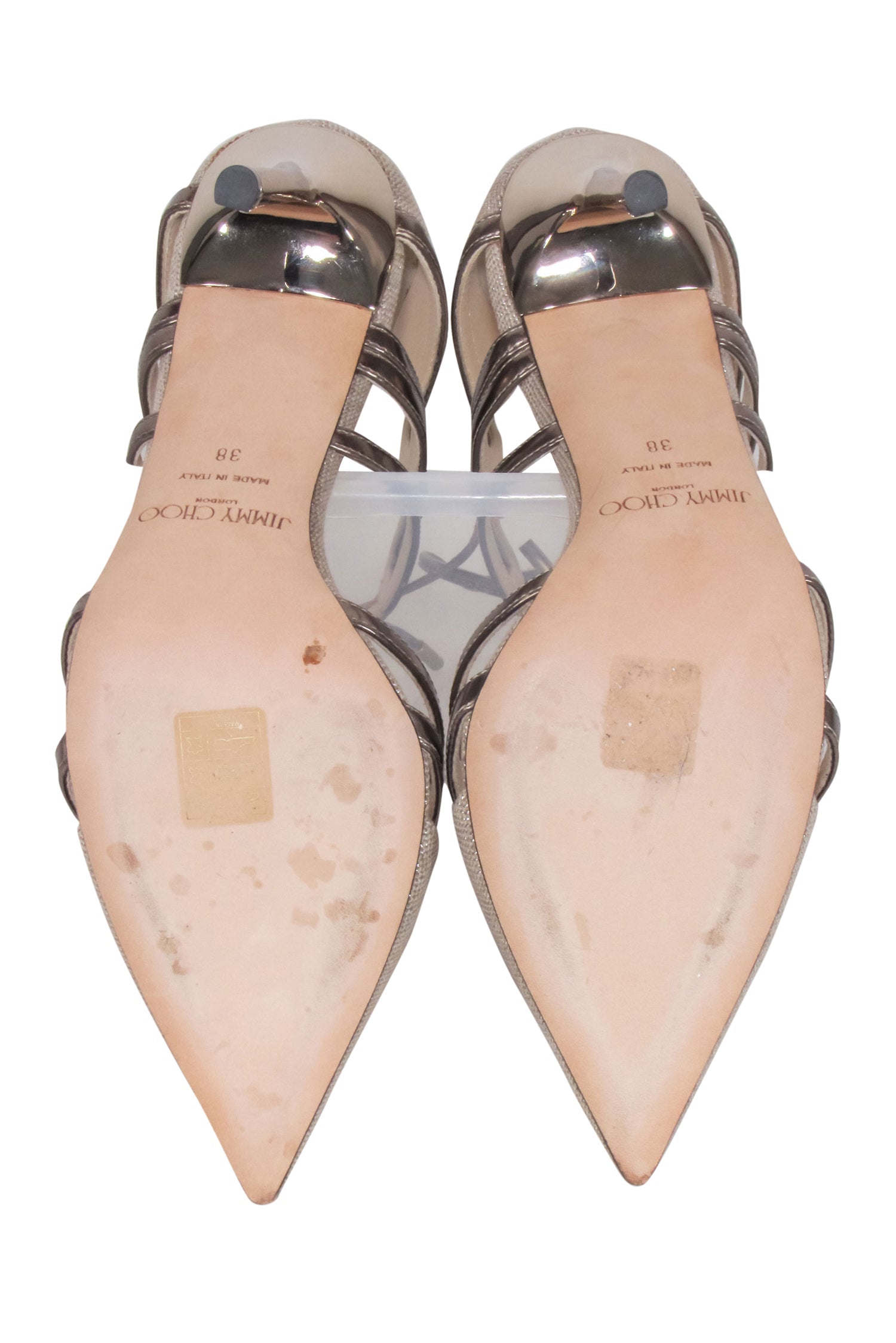 Jimmy Choo Nude Metallic Pointed Toe Pumps - Size 8: Glam Up Your Look!