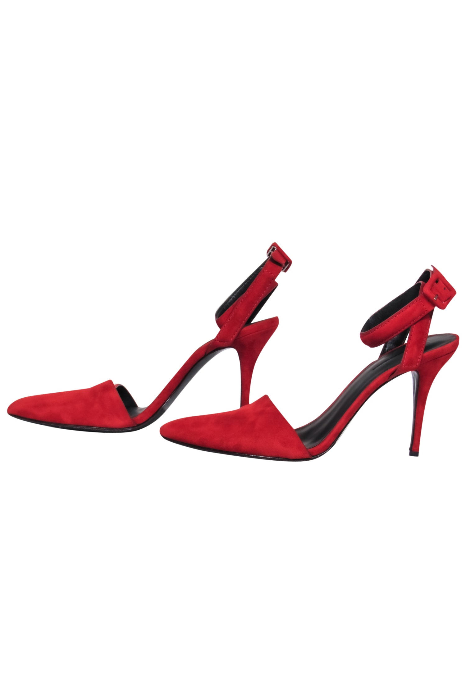 Alexander Wang Red Hot Suede Pointy Toe Wrap Strap Heels - Size 8