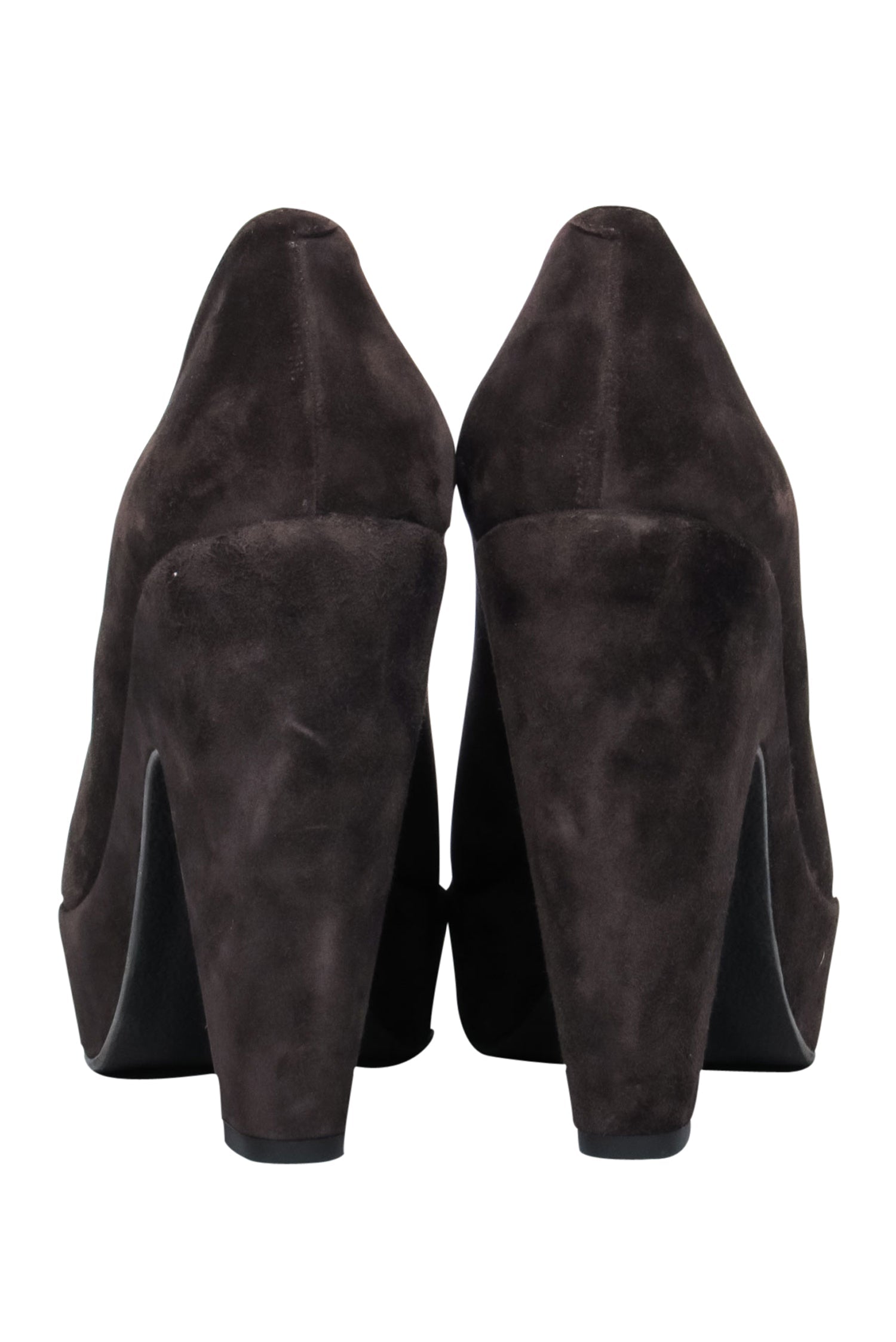 Robert Clergerie Brown Suede Peep-Toe Platform Block Heels - Size 9