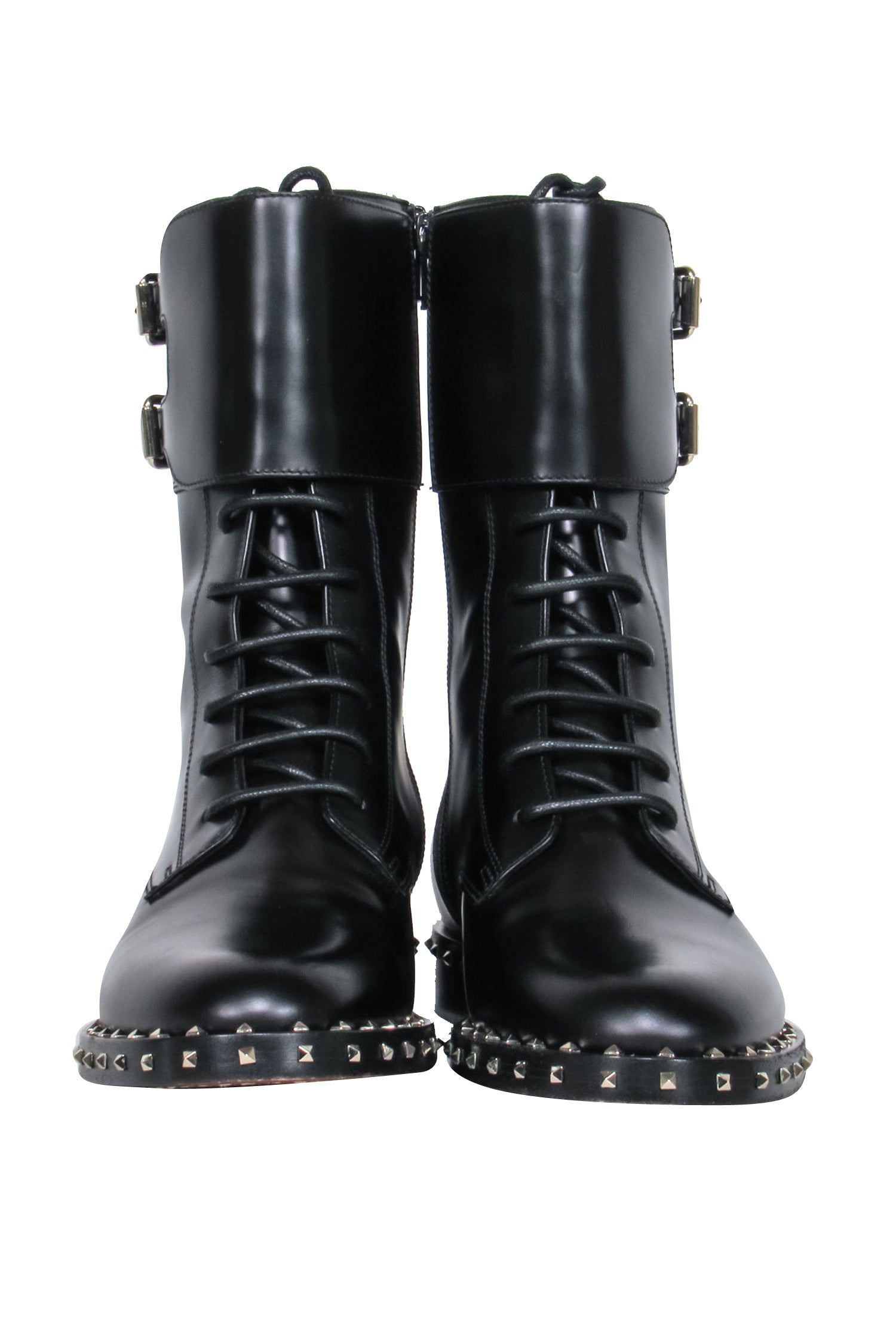 Valentino Black Studded Trim Combat Boots - Size 6.5: The Ultimate Style Statement