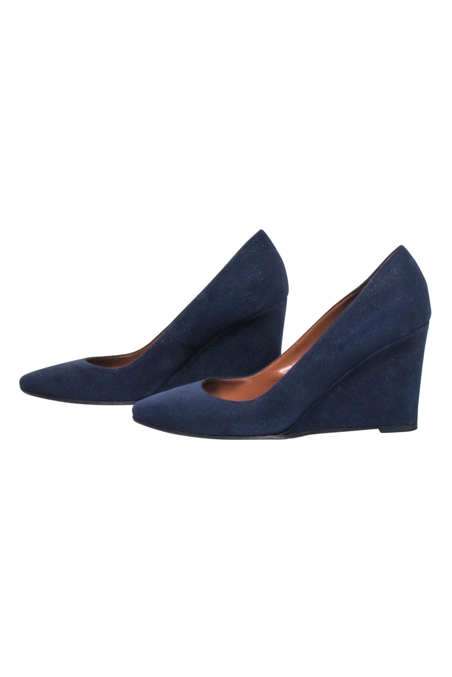 Aquatalia Navy Textured Wedge Heels - Size 8: Fashionable Office to Happy Hour Essential