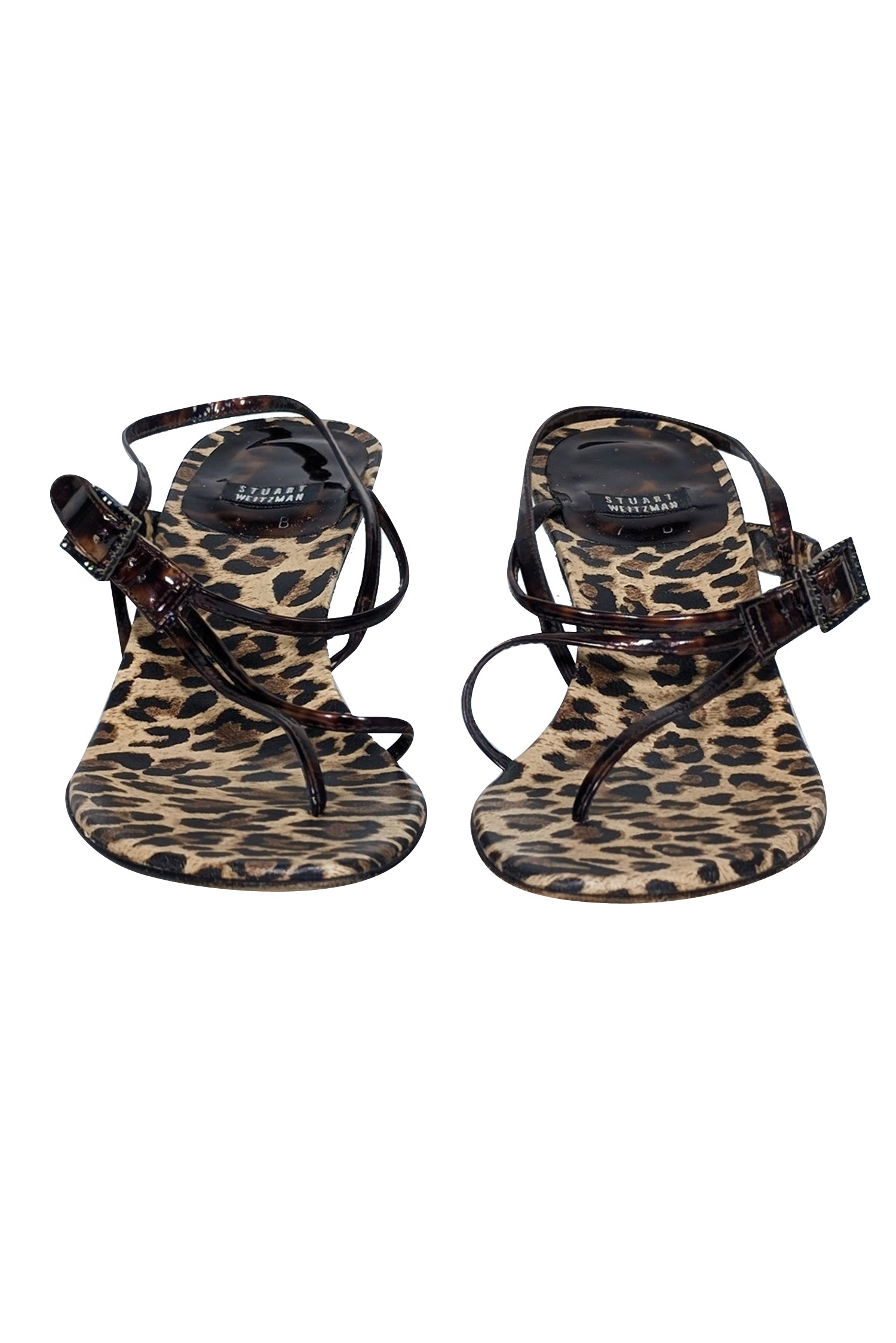 Stuart Weitzman - Stunning Tan & Brown Leopard Print Strappy Sandals, Size 7
