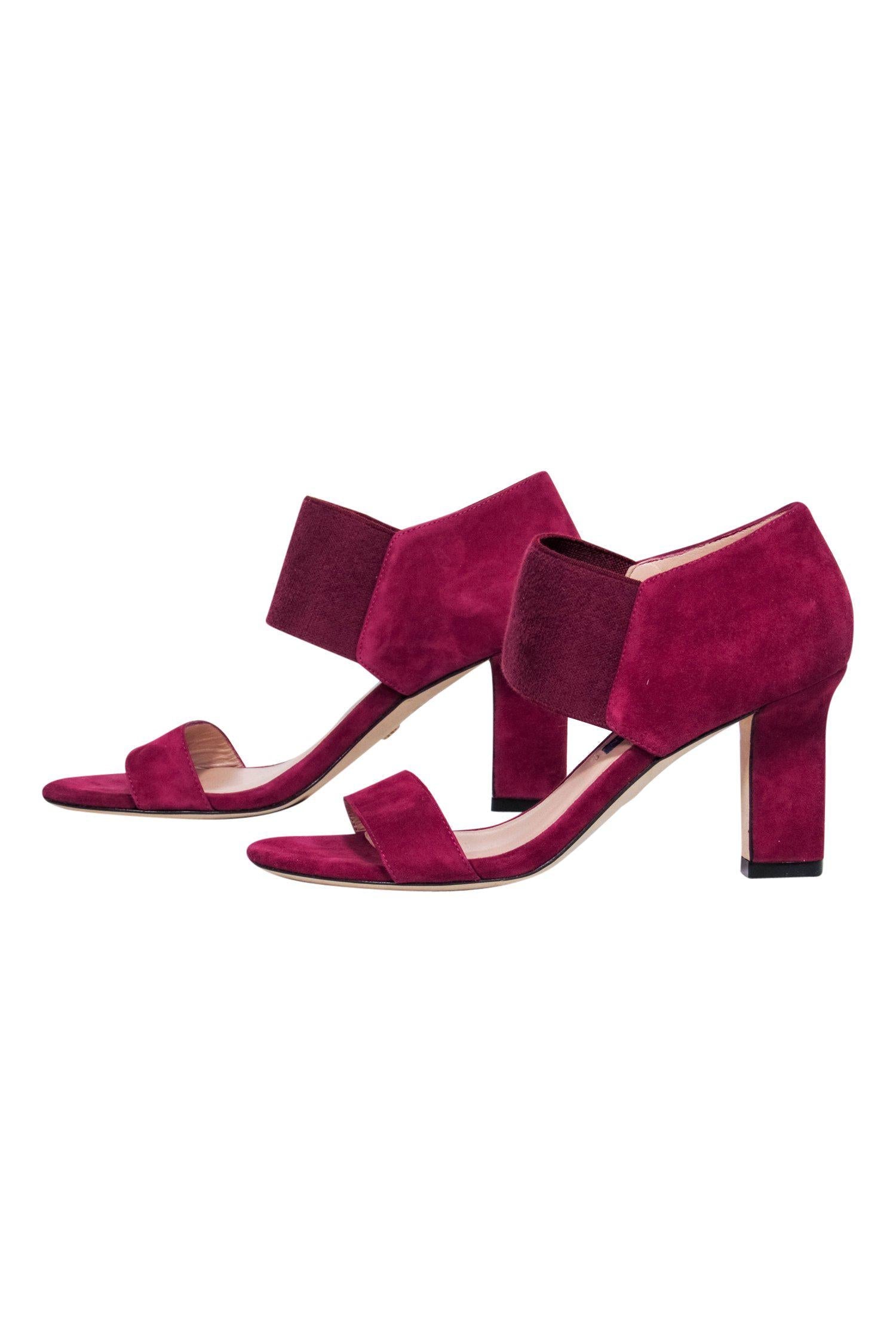 Stuart Weitzman Maroon Suede Open Toe Elastic Strap Pumps - Size 4.5