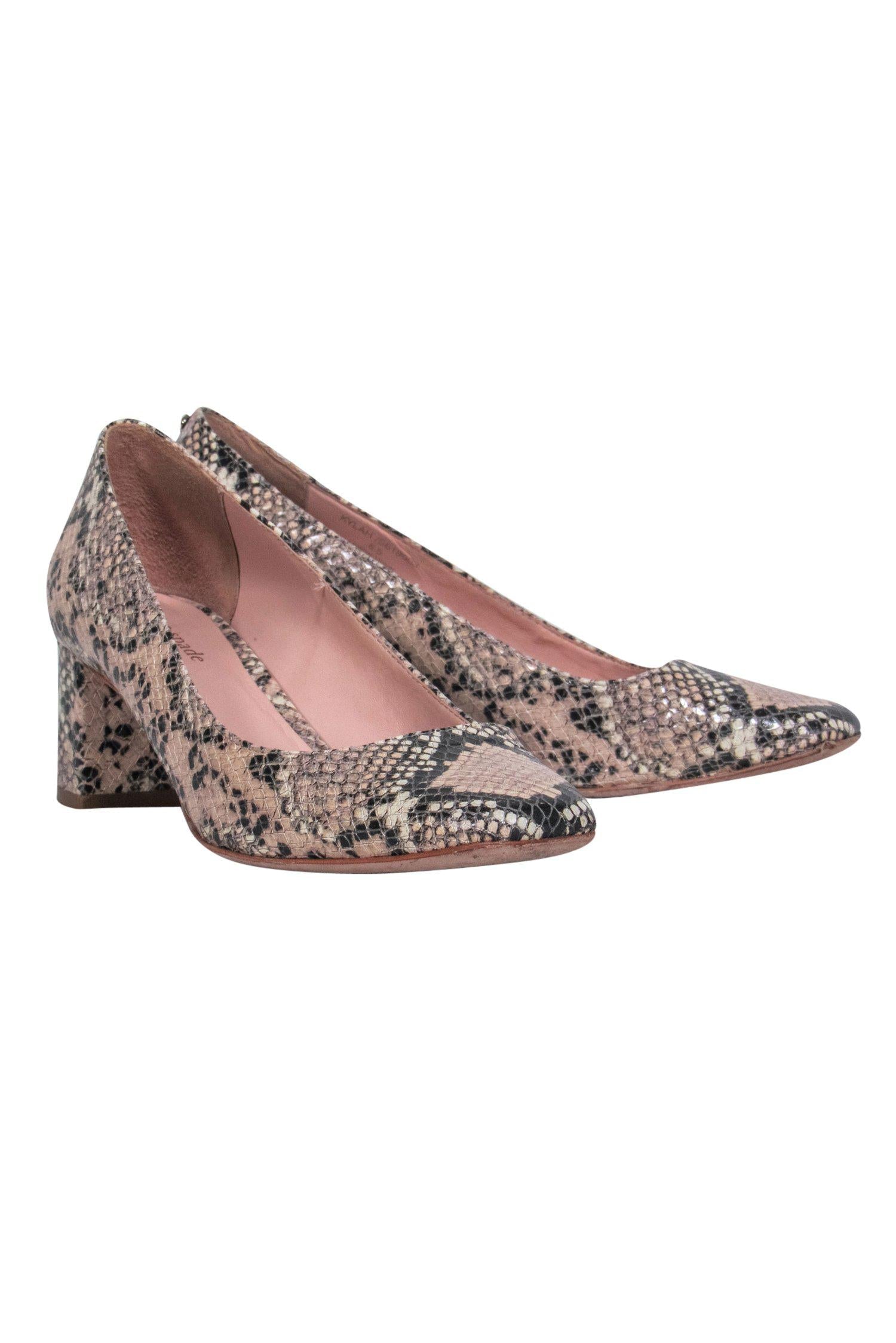 Kate Spade Beige Snakeskin Block Heel Pumps - Size 6.5: Style for the Bold