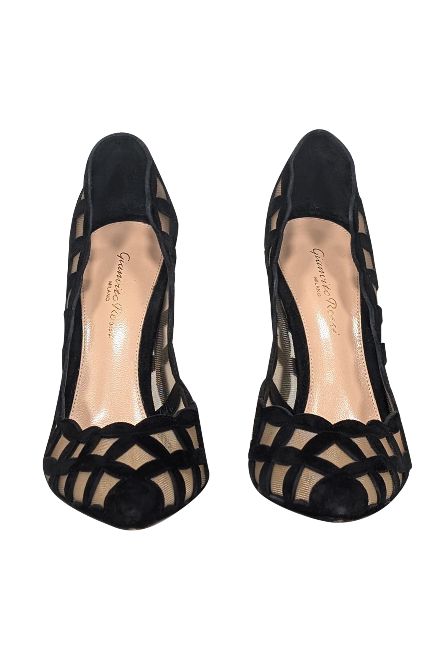 Gianvito Rossi - Stunning Black Suede Patterned Mesh Pumps in Size 8