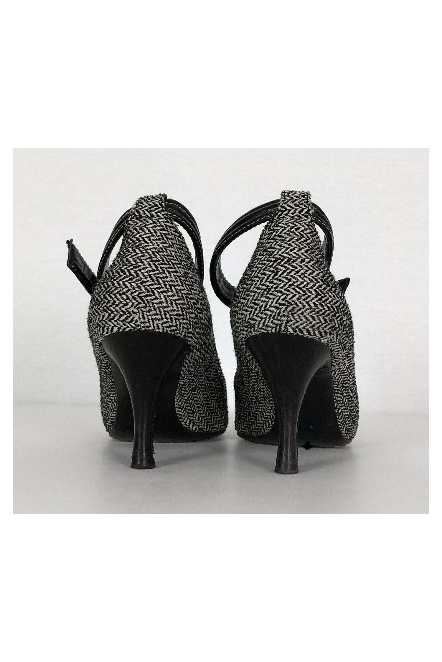 Bruno Magli Black & White Chevron High - Heel Pumps, Size 8 - A Fashion Statement!