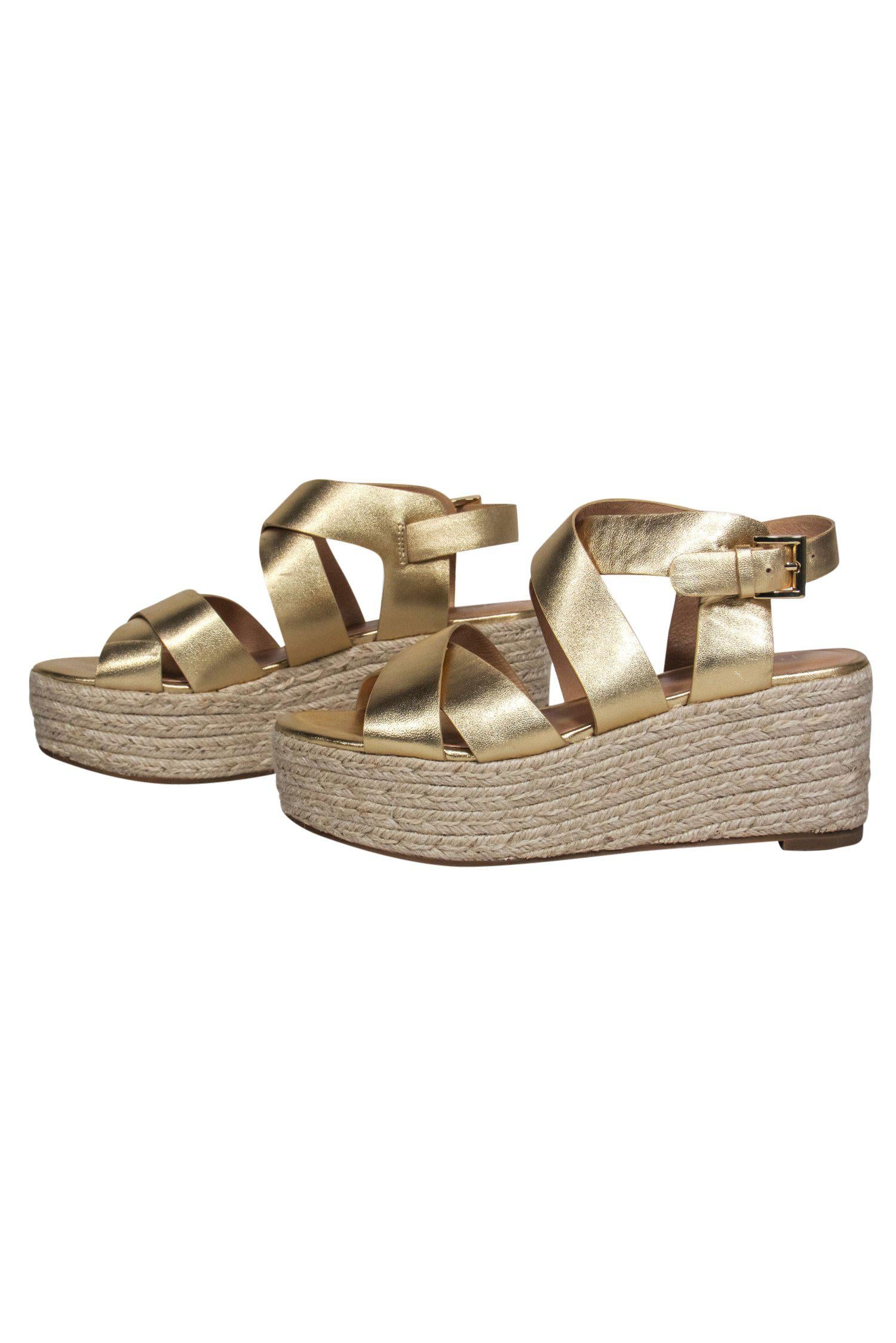 Joie Gold Strappy Woven Platform Wedges - Size 9, Summer Must-Haves