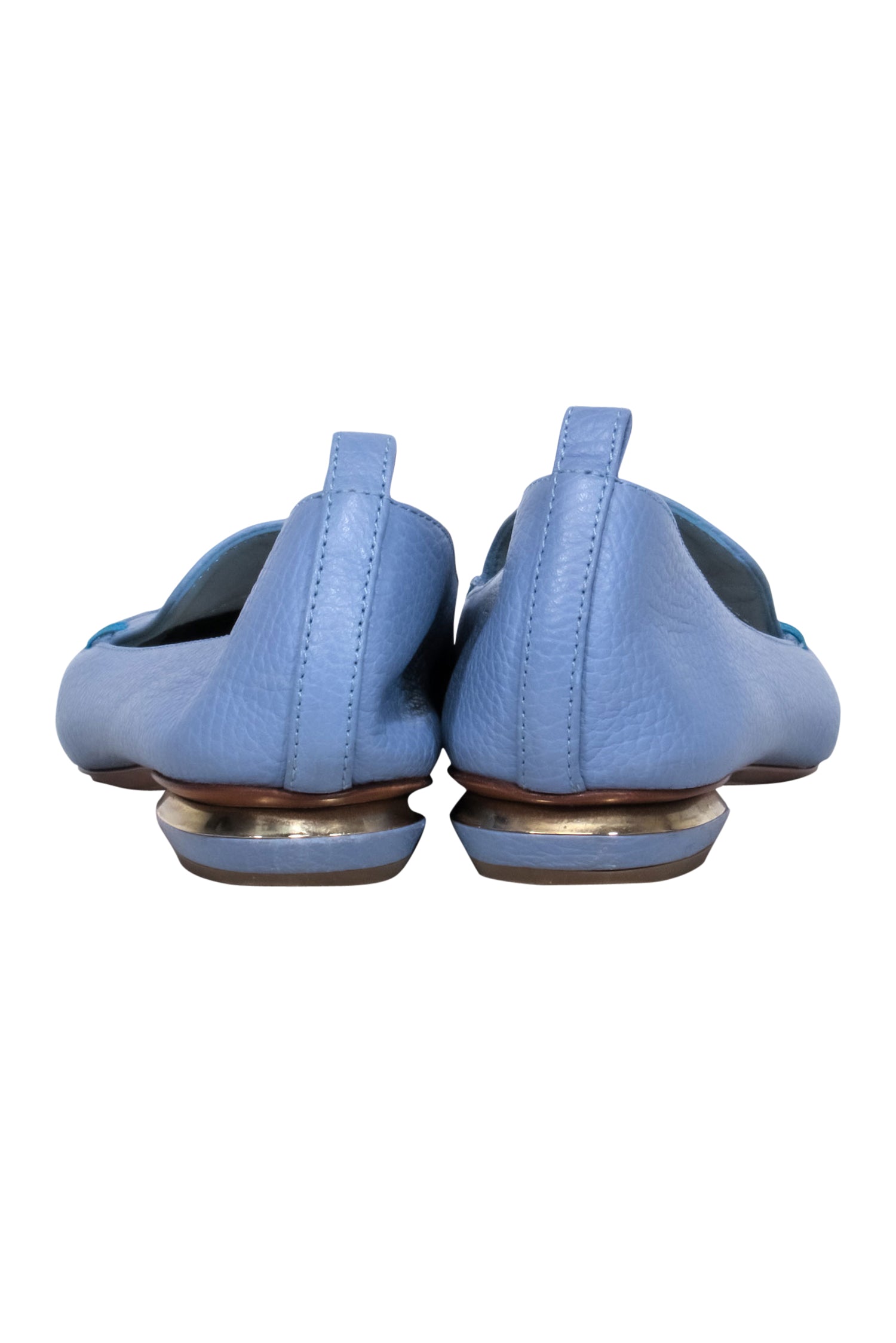 Nicholas Kirkwood - Stunning Light Blue Pebbled Leather Beya Loafers in Size 5.5