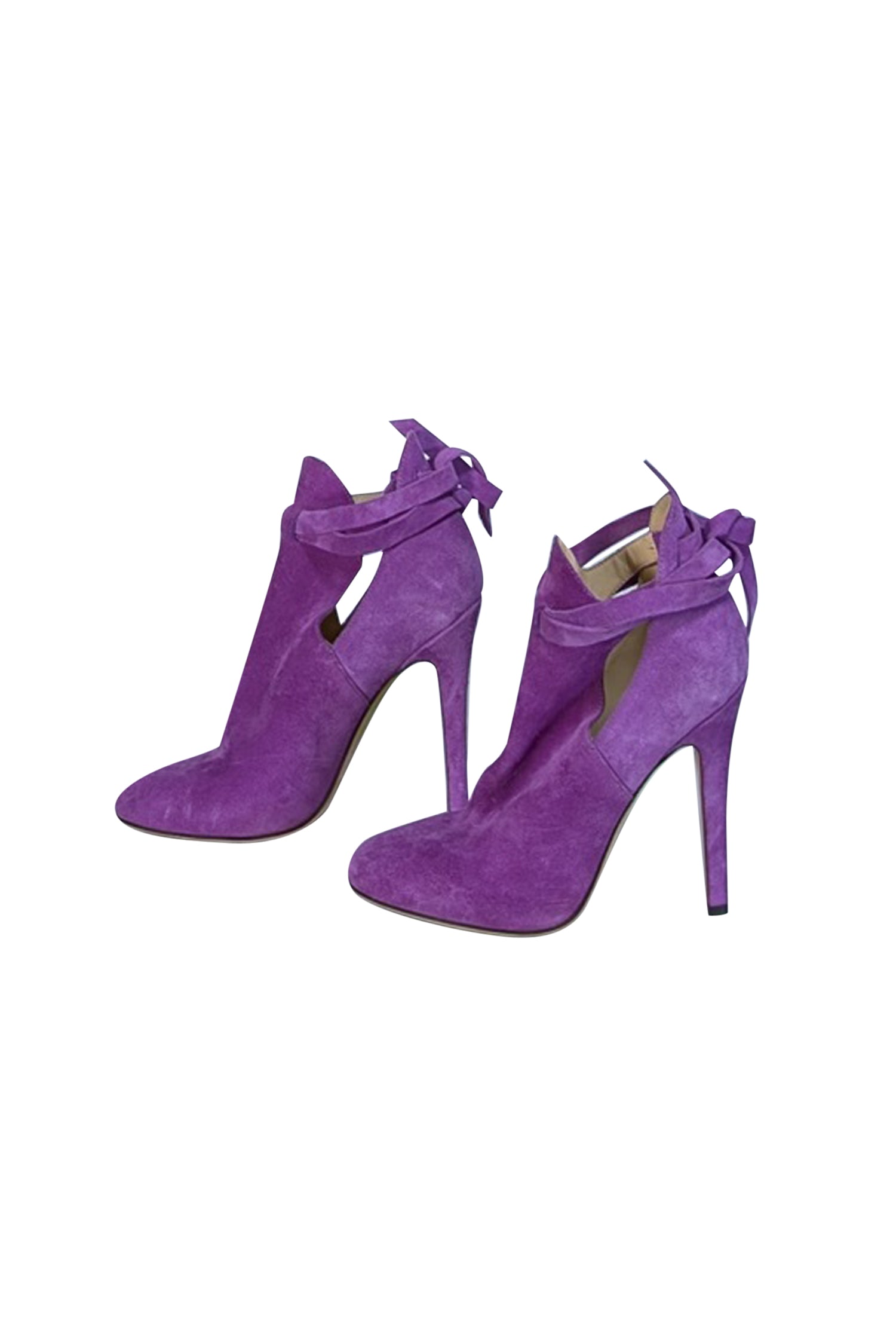 Jimmy Choo Purple Suede Wrap-Around Ankle Heels - Size 6: A Fashion Statement!
