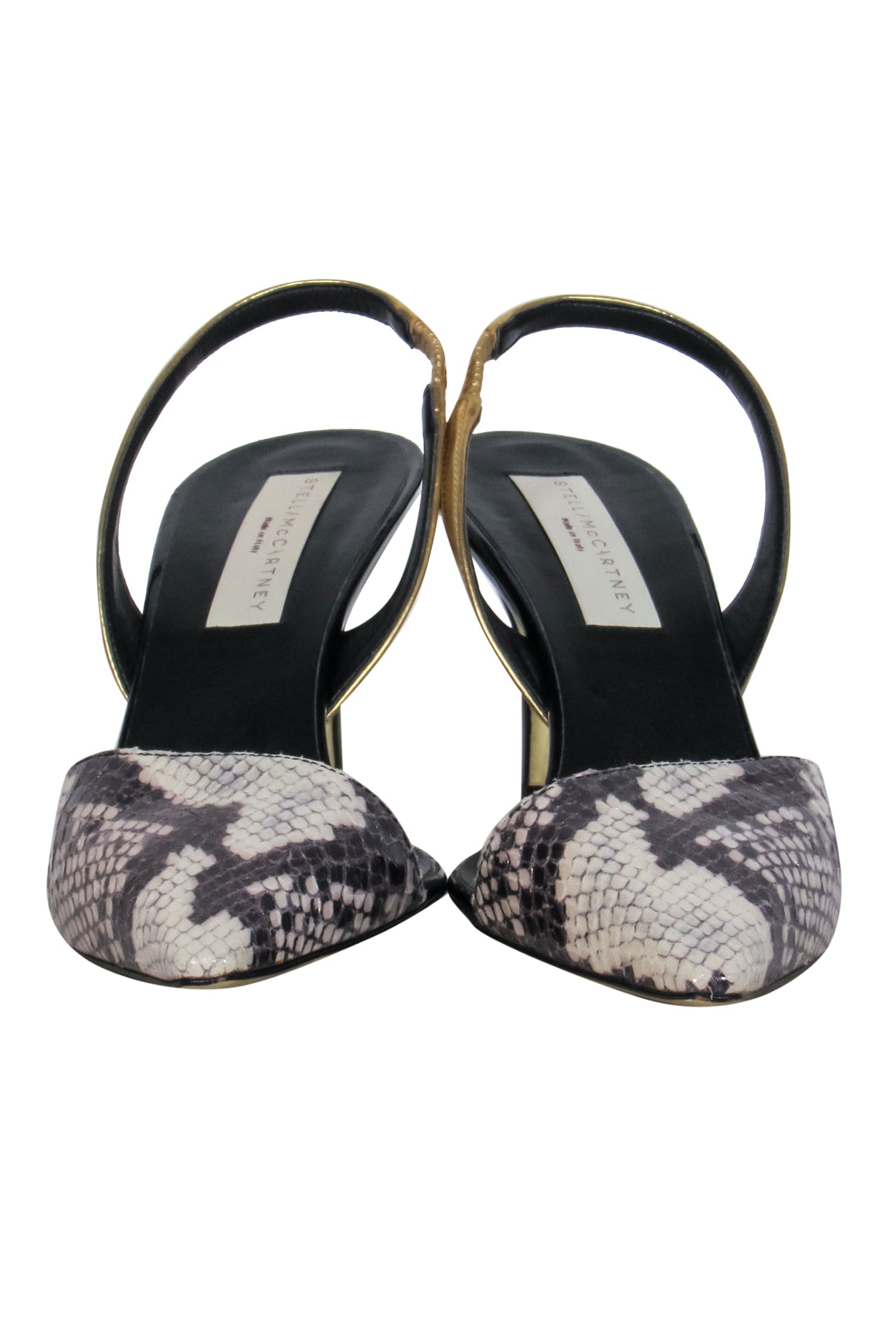 Stella McCartney Black & Beige Snakeskin Print Slingback Pumps - Size 9.5 - Glam for Your Nights Out