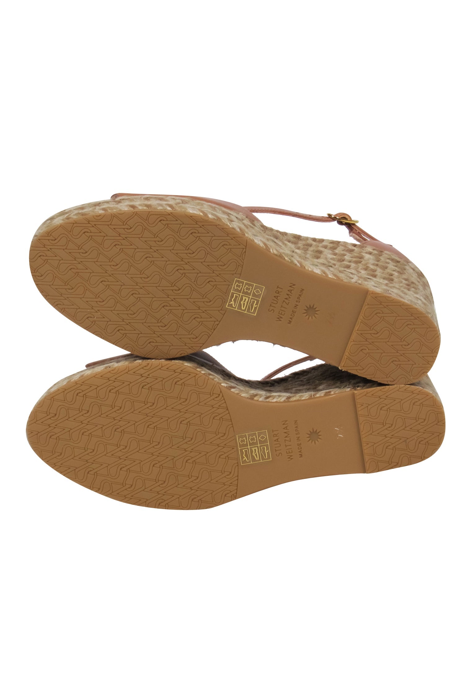 Stuart Weitzman - Glamorous Beige Leather Espadrille Platform Wedges in Size 7.5