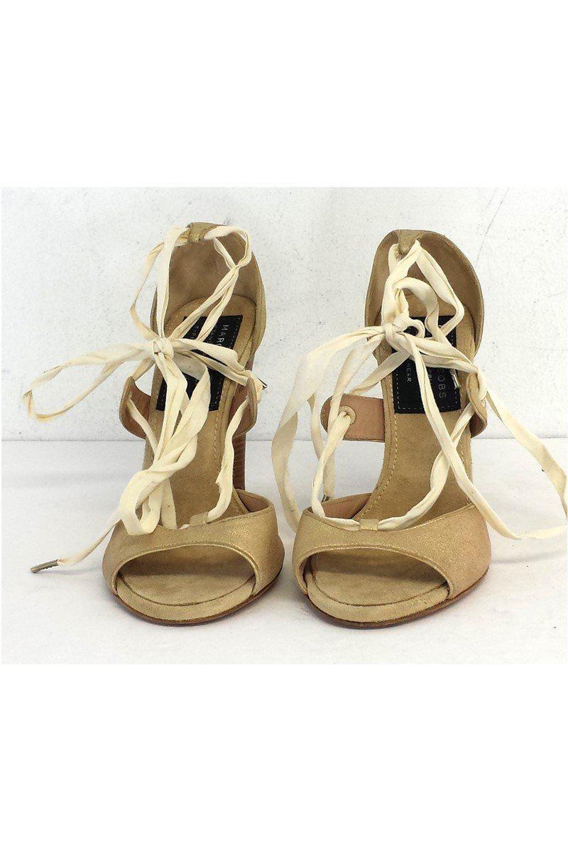 Marc Jacobs Gold Suede Lace-Up Open Toe Heels - Size 8.5 - A Must-Have!