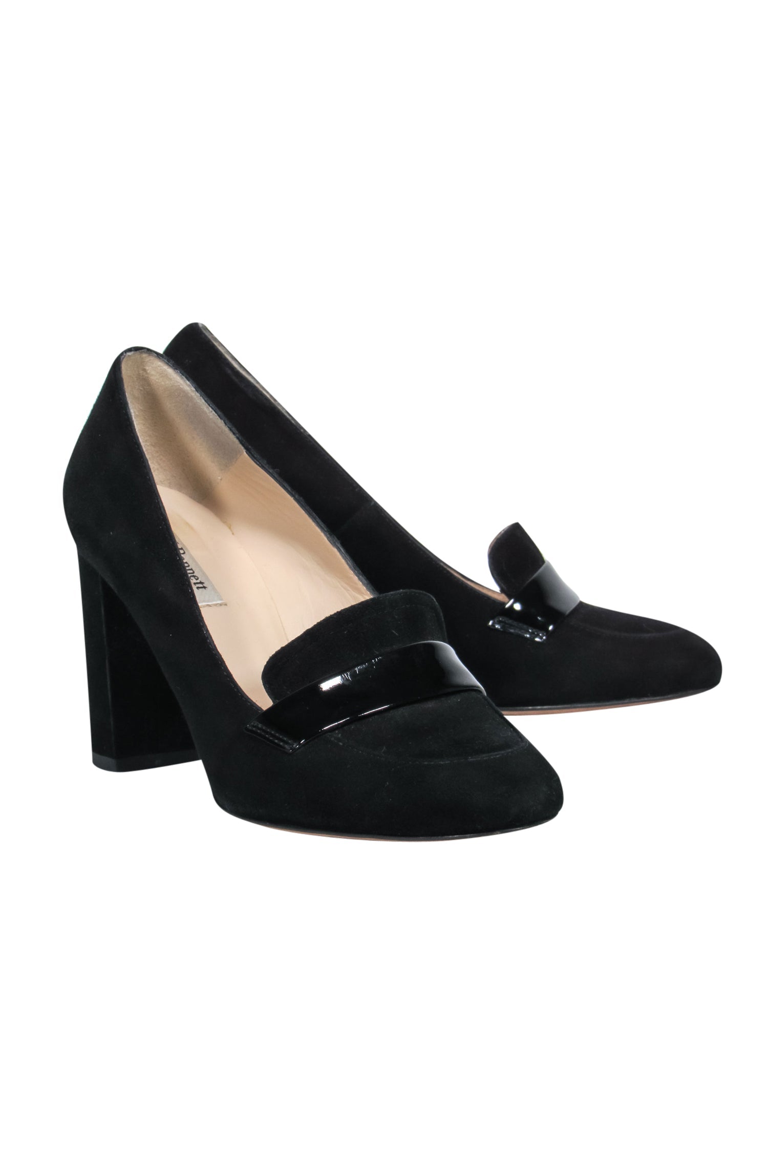 L.K. Bennett Black Suede Loafer-Style Block Heel Pumps - Size 7.5 - Elevate Your Look!