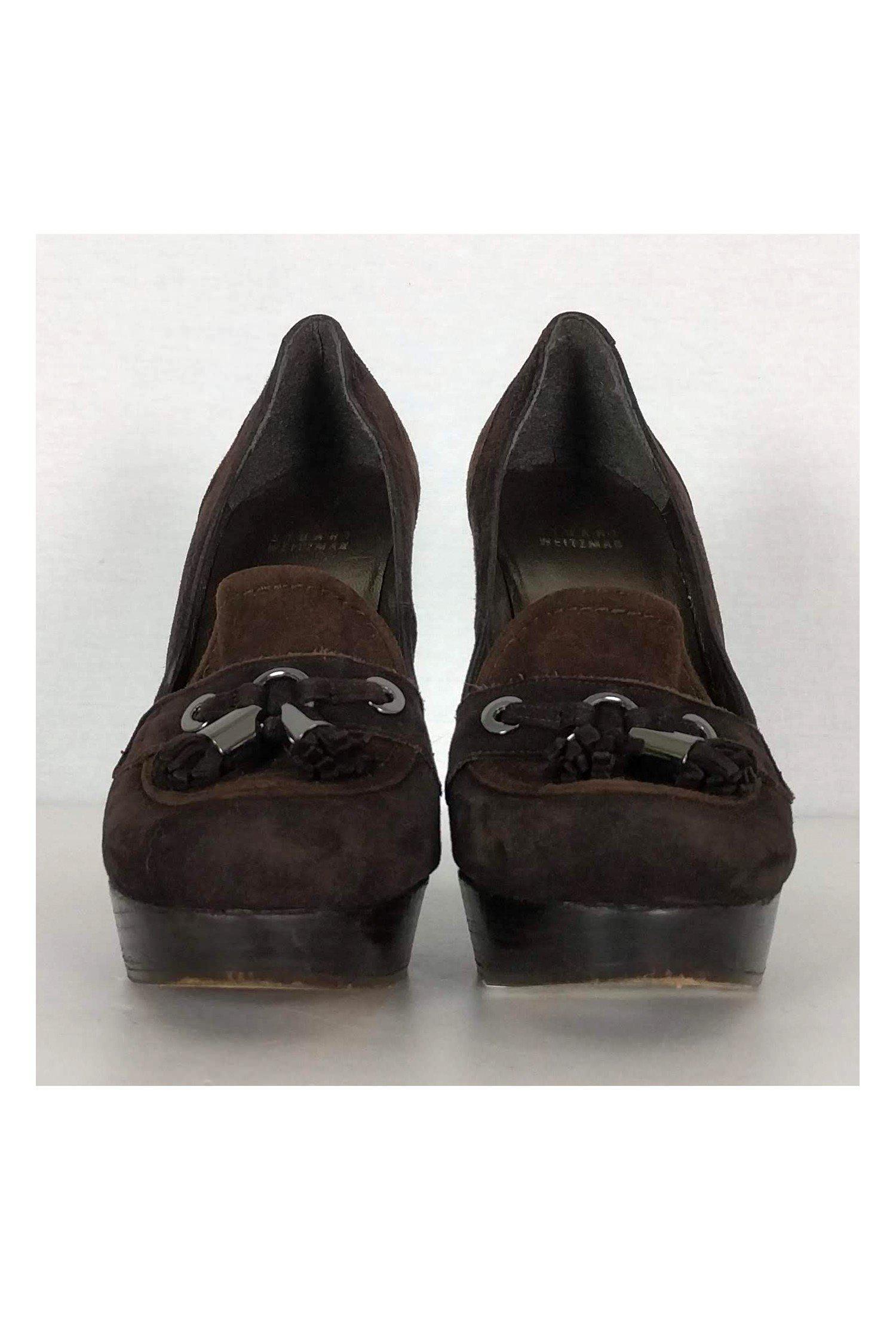 Stuart Weitzman's Gorgeous Brown Suede Loafer Pumps - Size 8.5