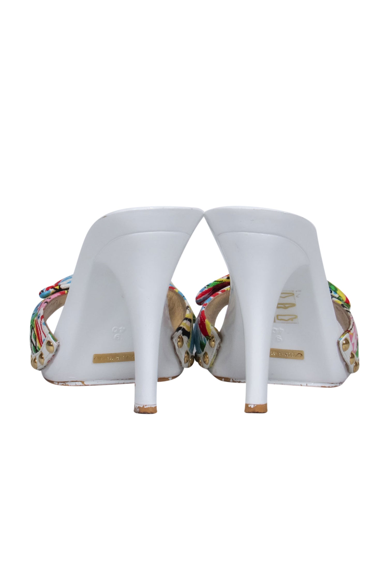 Dolce & Gabbana Tropical Paradise White Leather Mule Sandals - Size 10