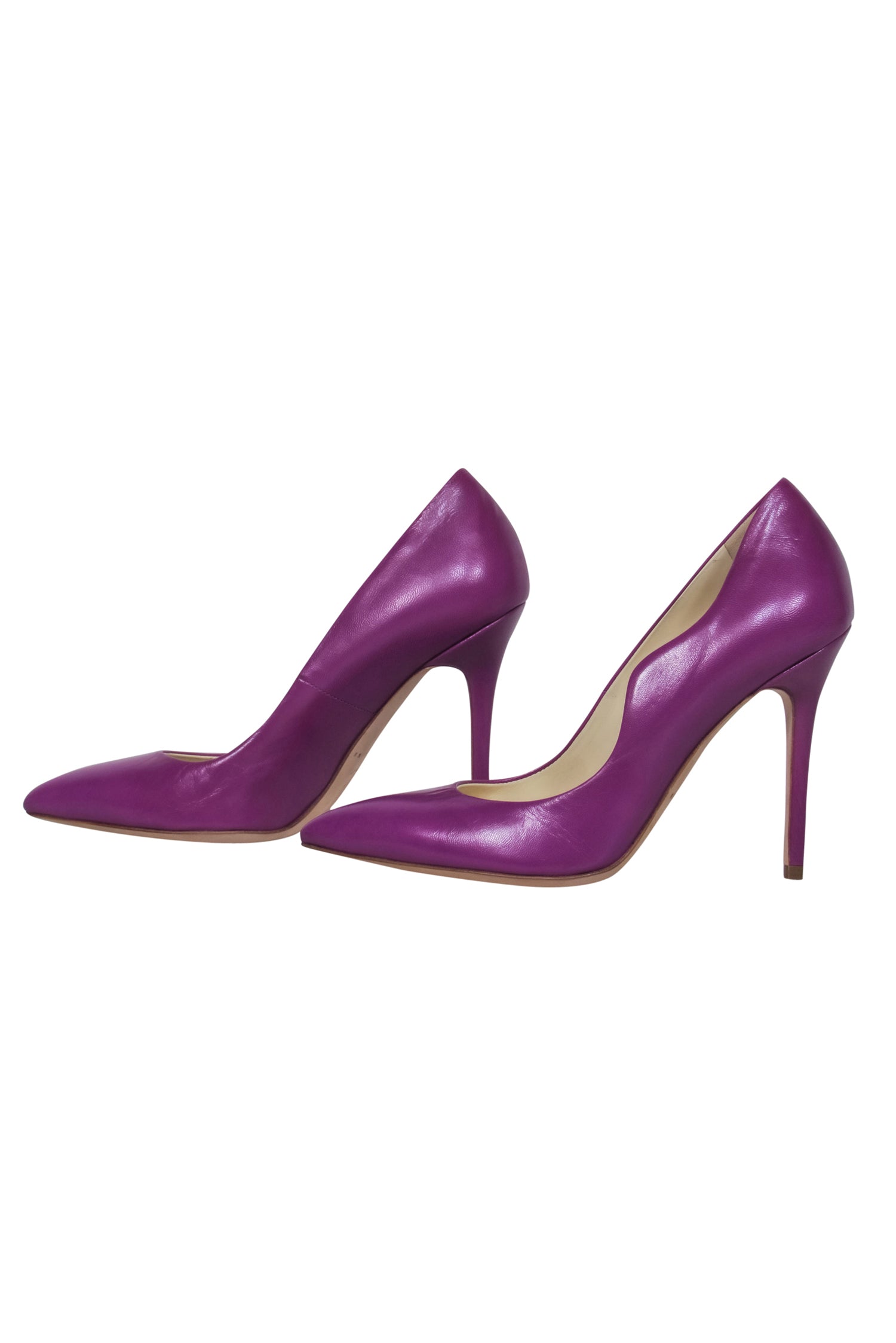 Brian Atwood Purple Leather Pointed Toe Pumps - Size 7: Elevate Your Style!