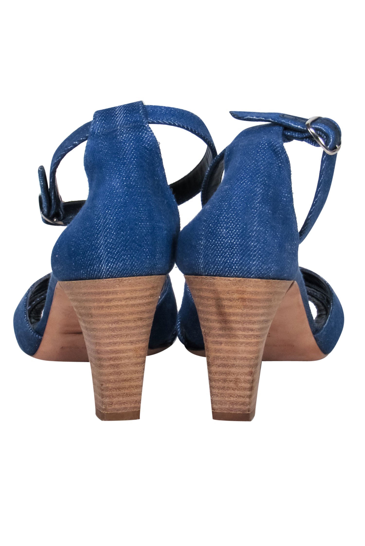 Manolo Blahnik Medium Wash Denim Strappy Pumps - Size 8 - Summer Fashion Must-Have