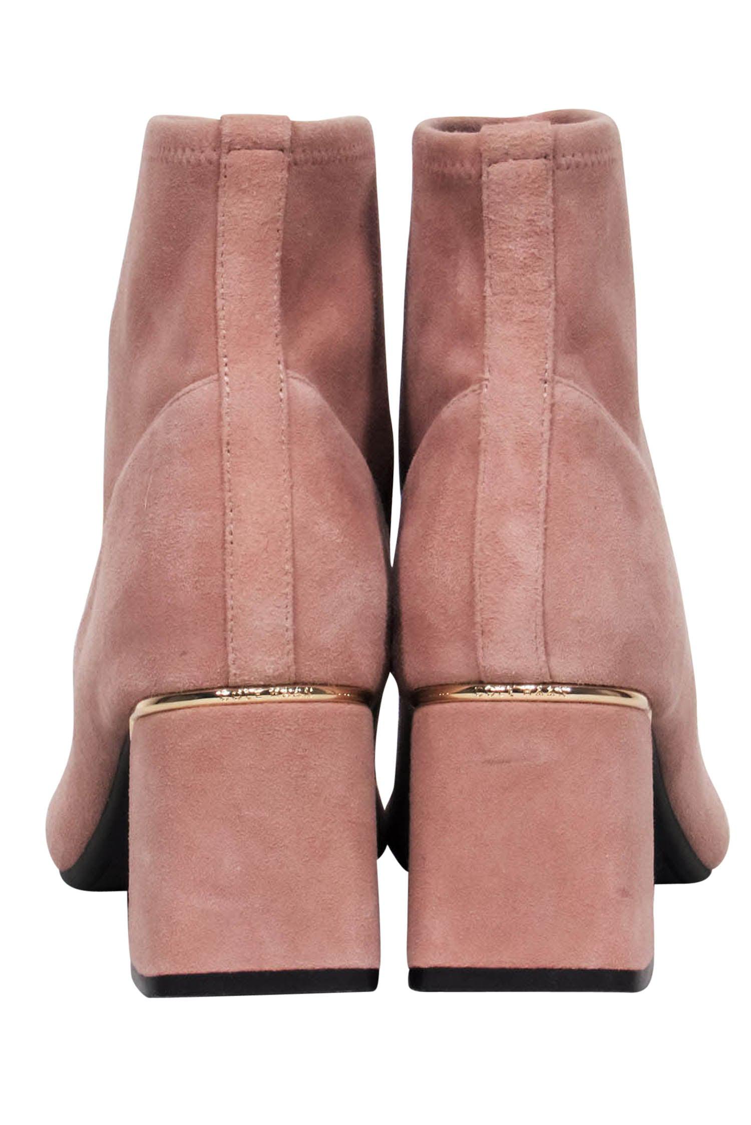 Cole Haan Tan Faux Suede Block Heel Booties - Size 9: A Chic Fall Essential!