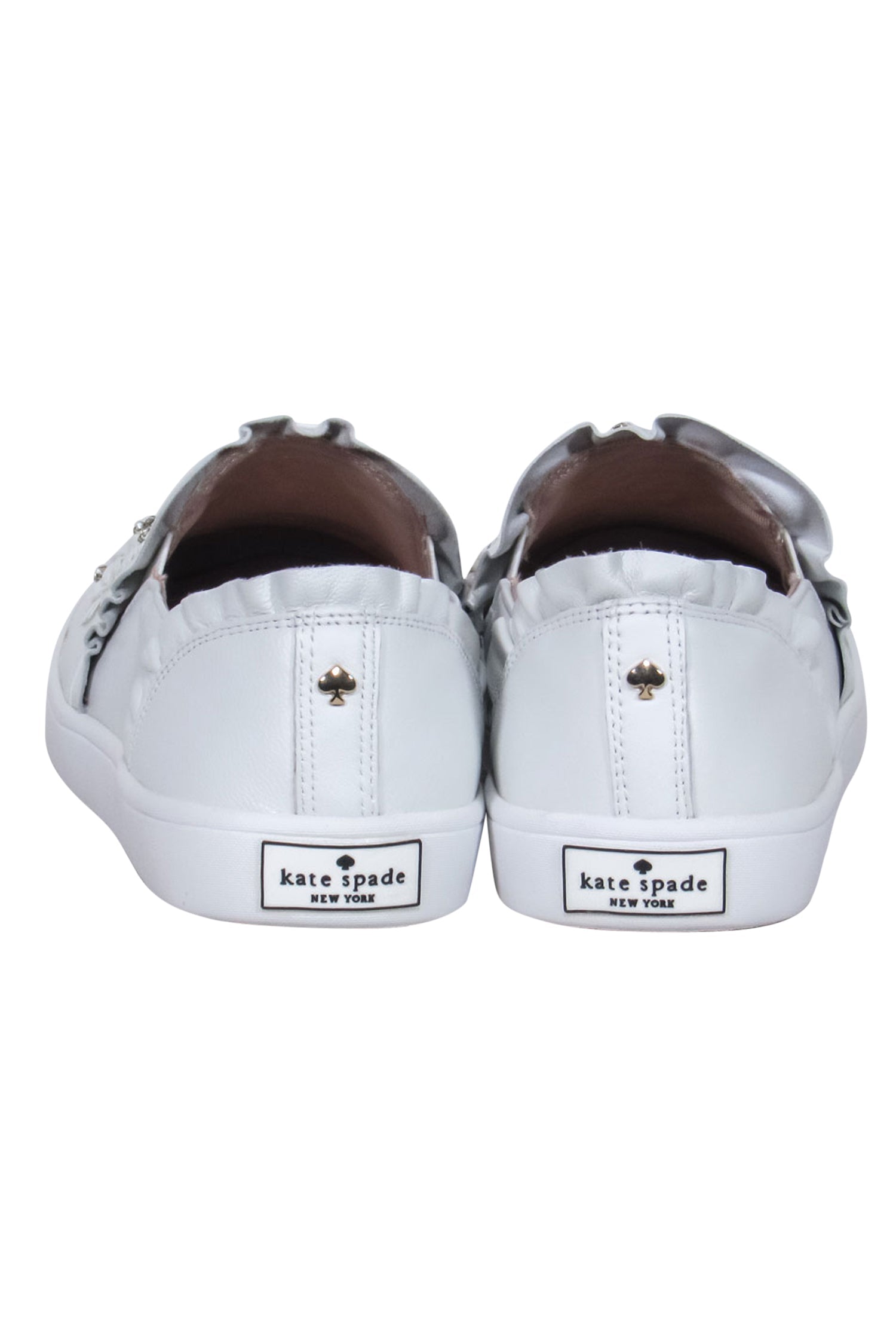 Kate Spade's Sparkling White Leather Louise Slip-On Sneakers - Size 7.5