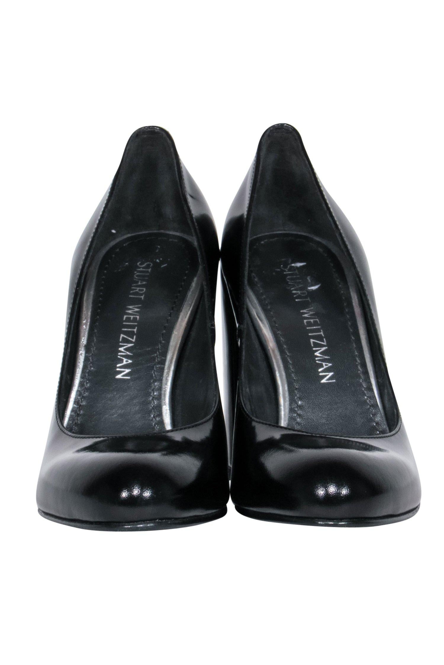Stuart Weitzman's Elegant Black Leather Block Heeled Pumps - Size 6
