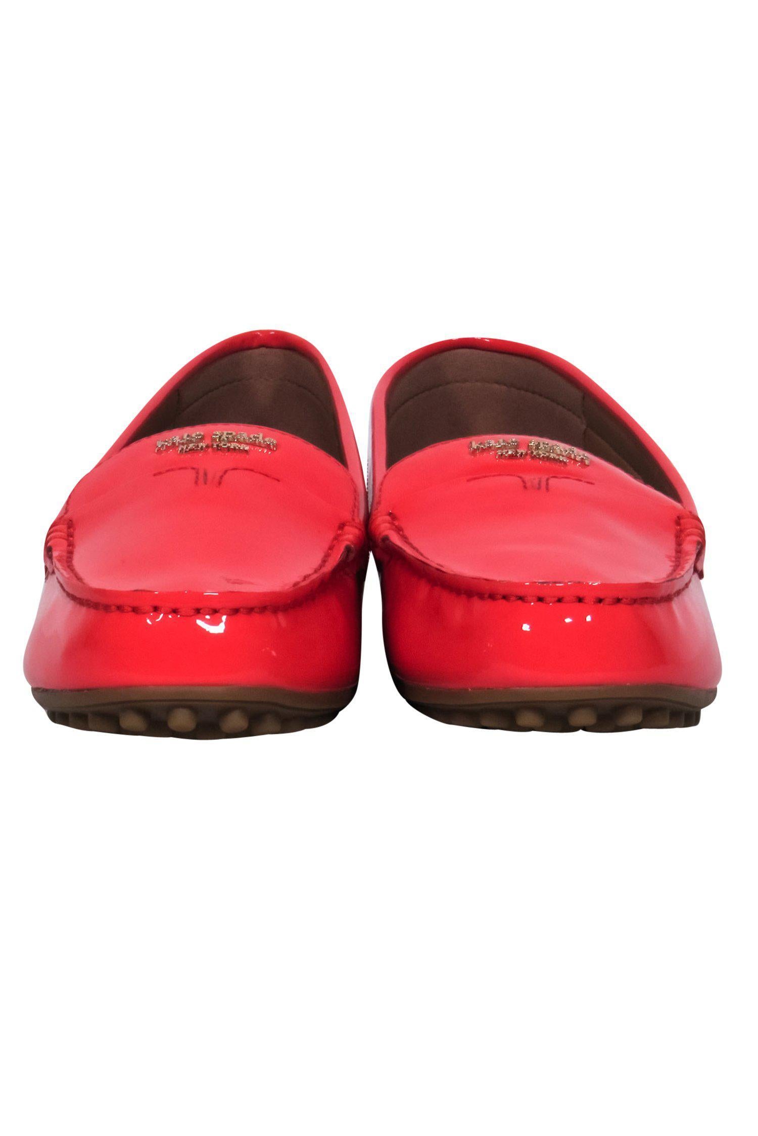 Kate Spade Red Patent Leather Deck Loafers - Size 8: Stand Out in Style!