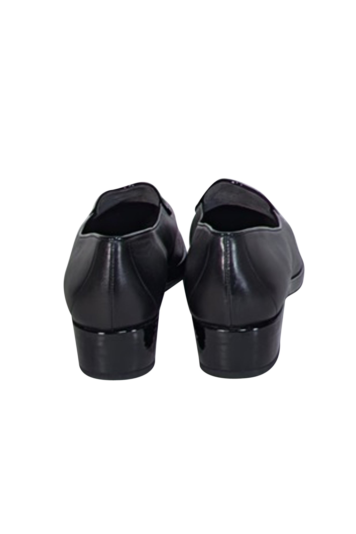 Stuart Weitzman's Chic Black Leather Loafers with Patent Trim and Bow - Size 10