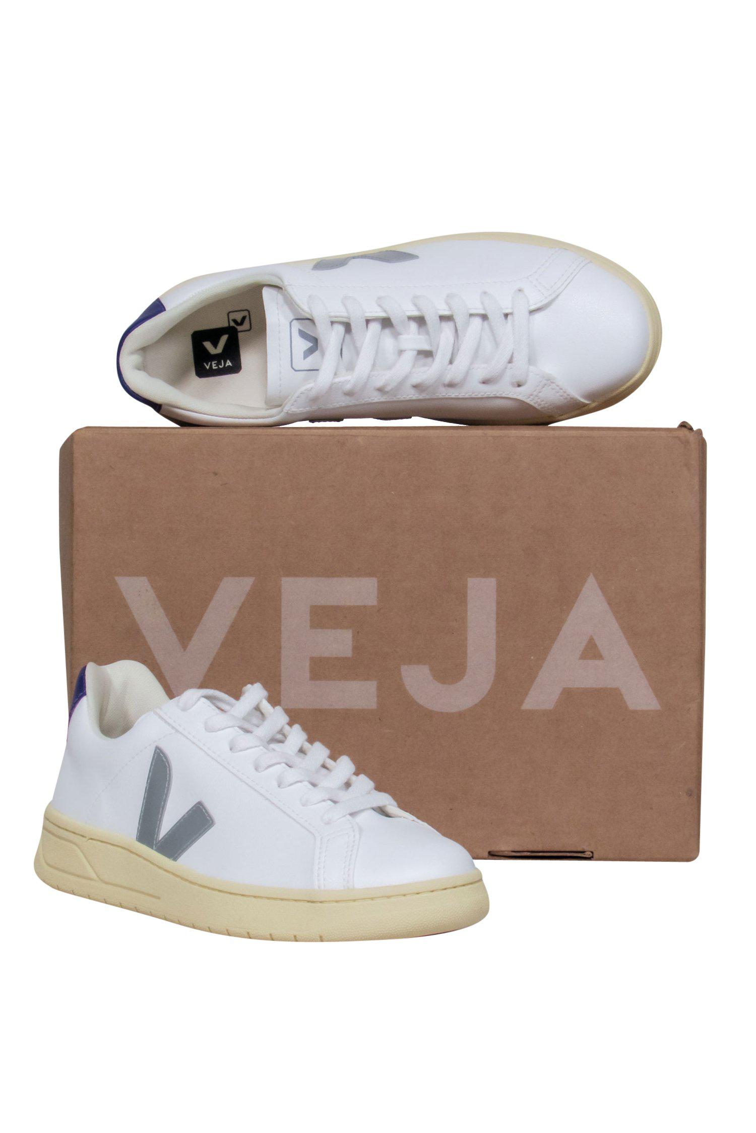 Veja - Stunning White, Grey & Purple Lace-Up 'Espalar' Platform Sneakers in Size 7