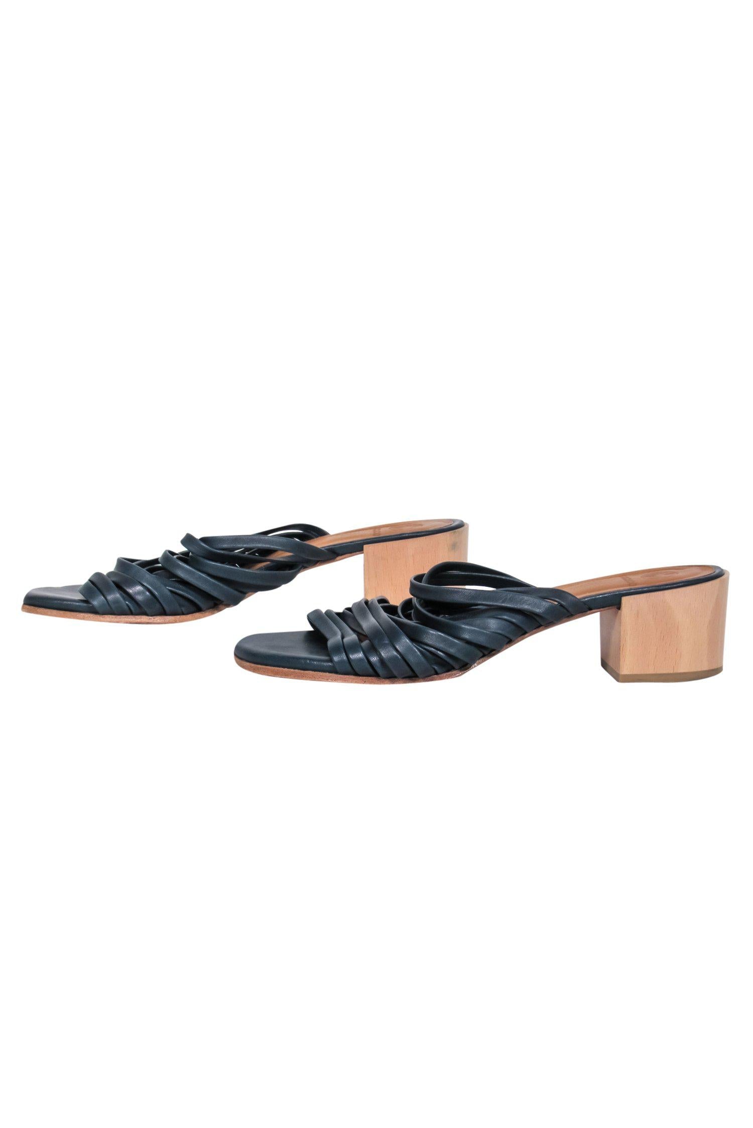 Coclico Dark Teal Leather Strappy Heel Sandals - Size 8.5 - Summer Must-Have!