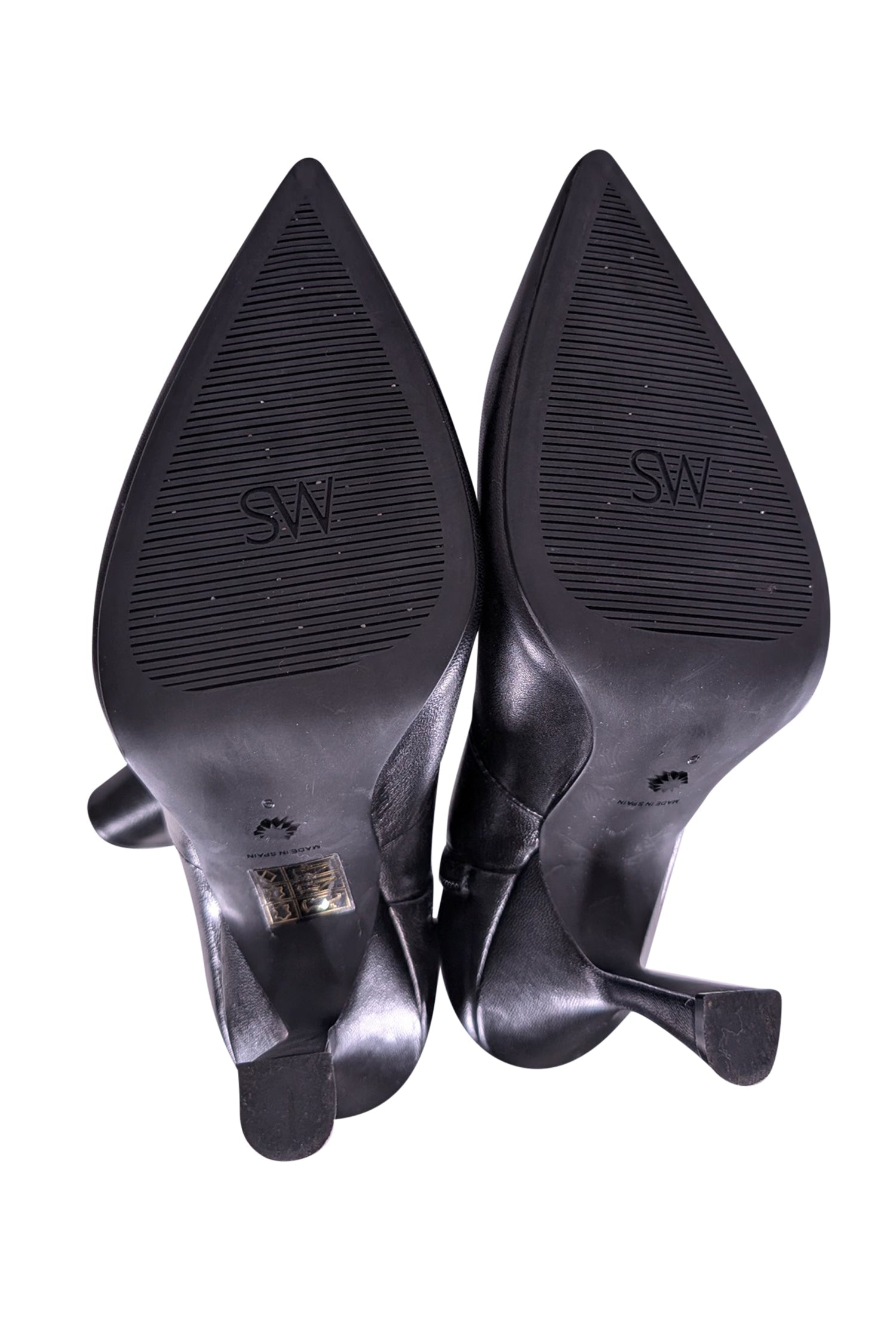 Stuart Weitzman's Chic Black Leather Pointed-Toe Short Boots - Size 6