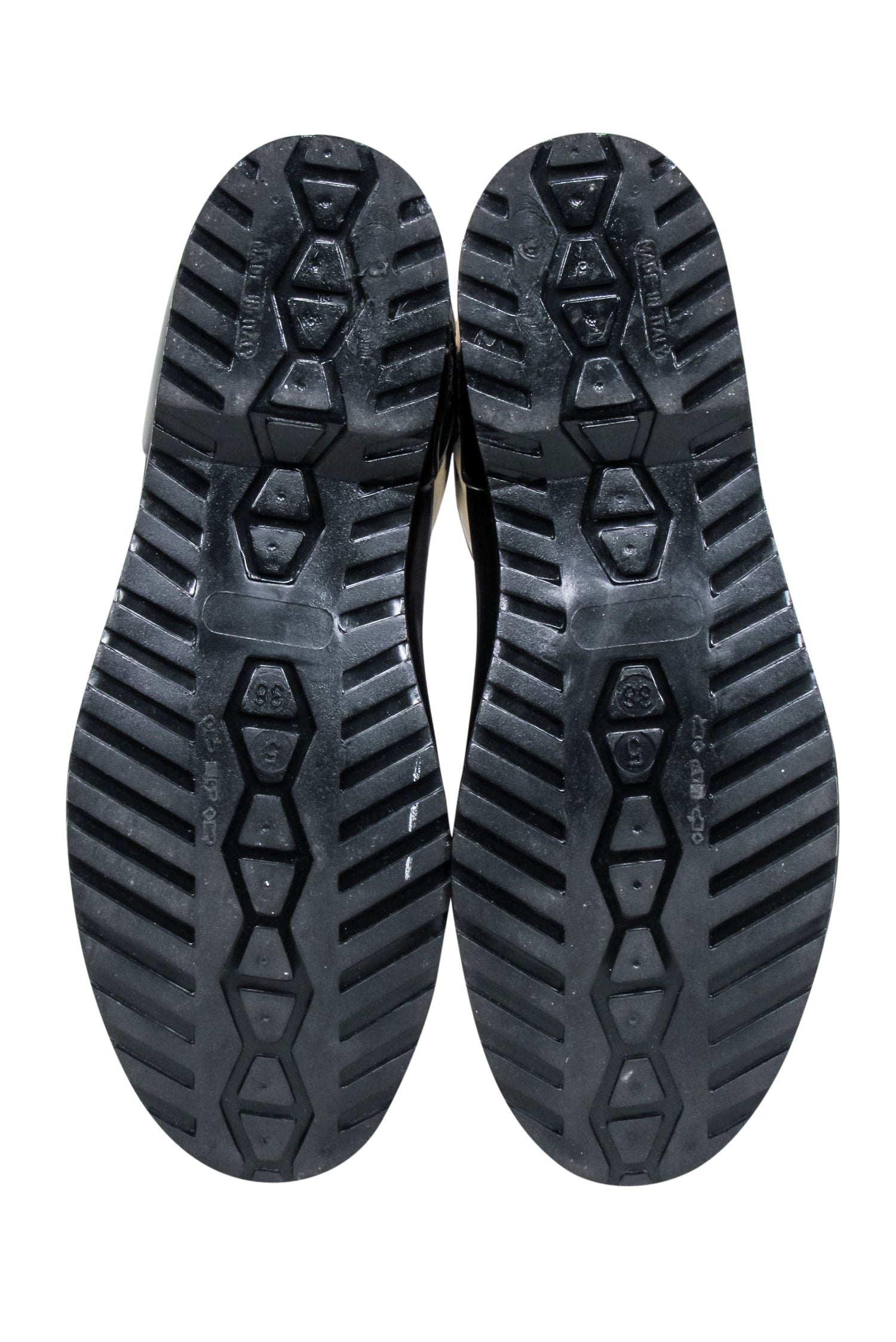 Dolce & Gabbana's Stylish Black & Cream Striped Rain Boots - Size 8