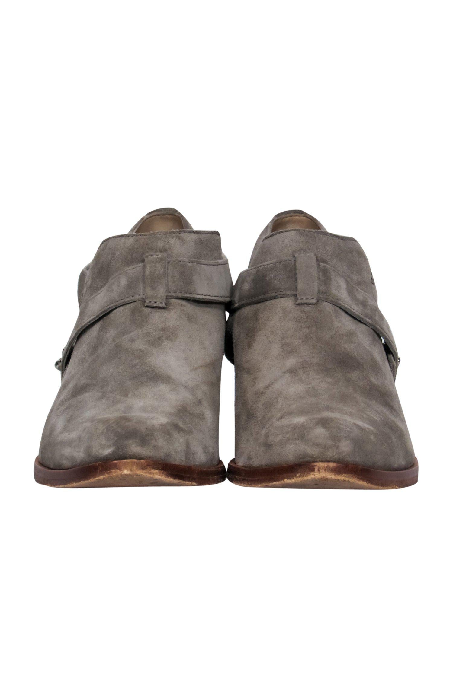 Rag & Bone Grey Suede Heeled Ankle Booties - Size 8 - Fall Fashion Must-Have