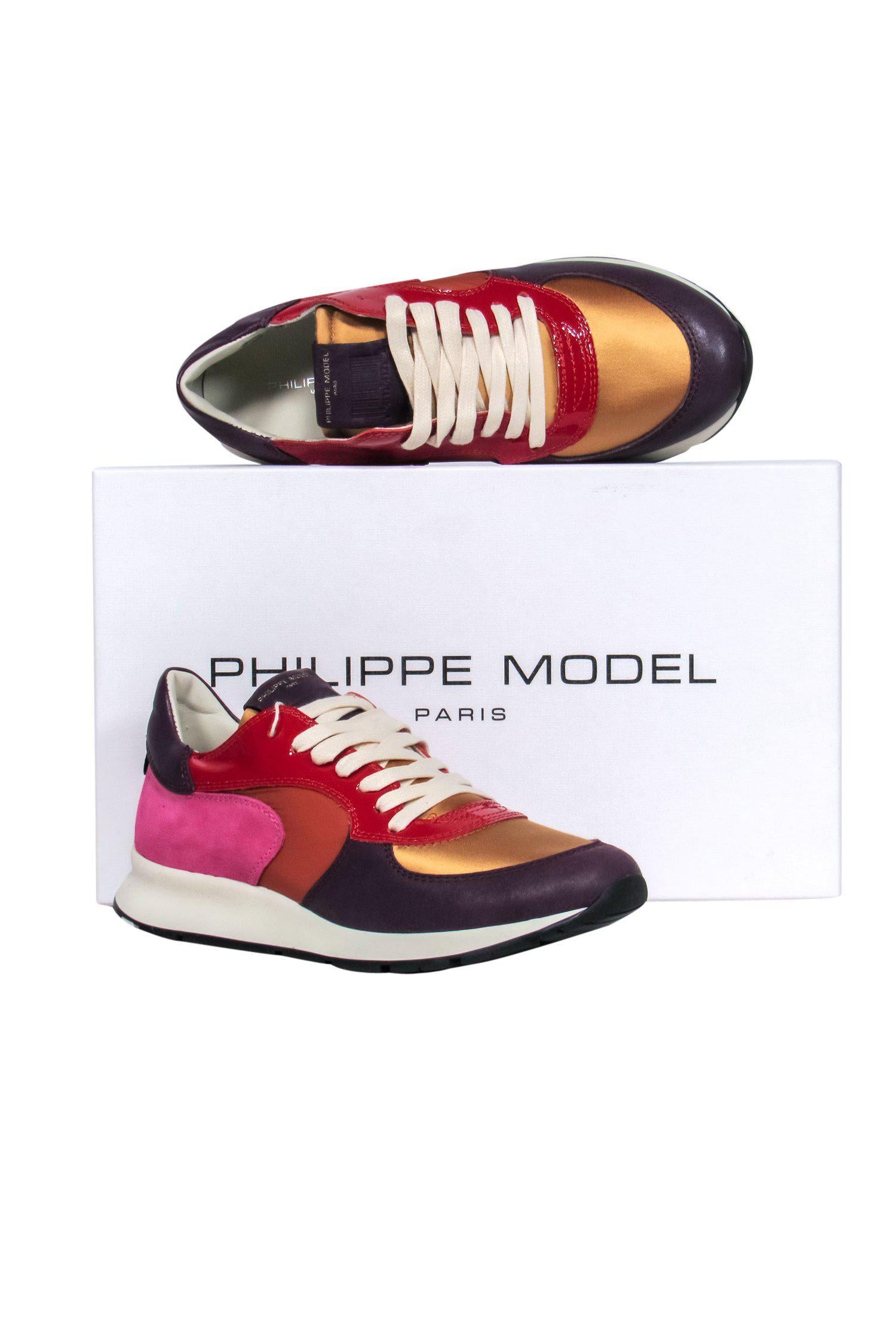 Philippe Model Purple & Multicolored 'Montecarlo' Colorblocked Sneakers - Size 7