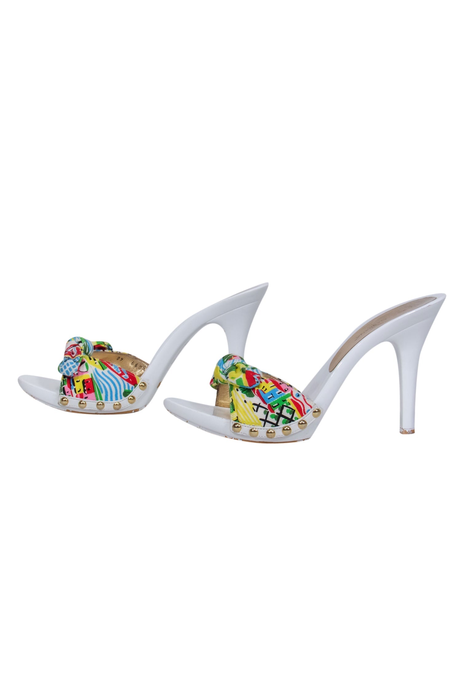 Dolce & Gabbana Tropical Paradise White Leather Mule Sandals - Size 10