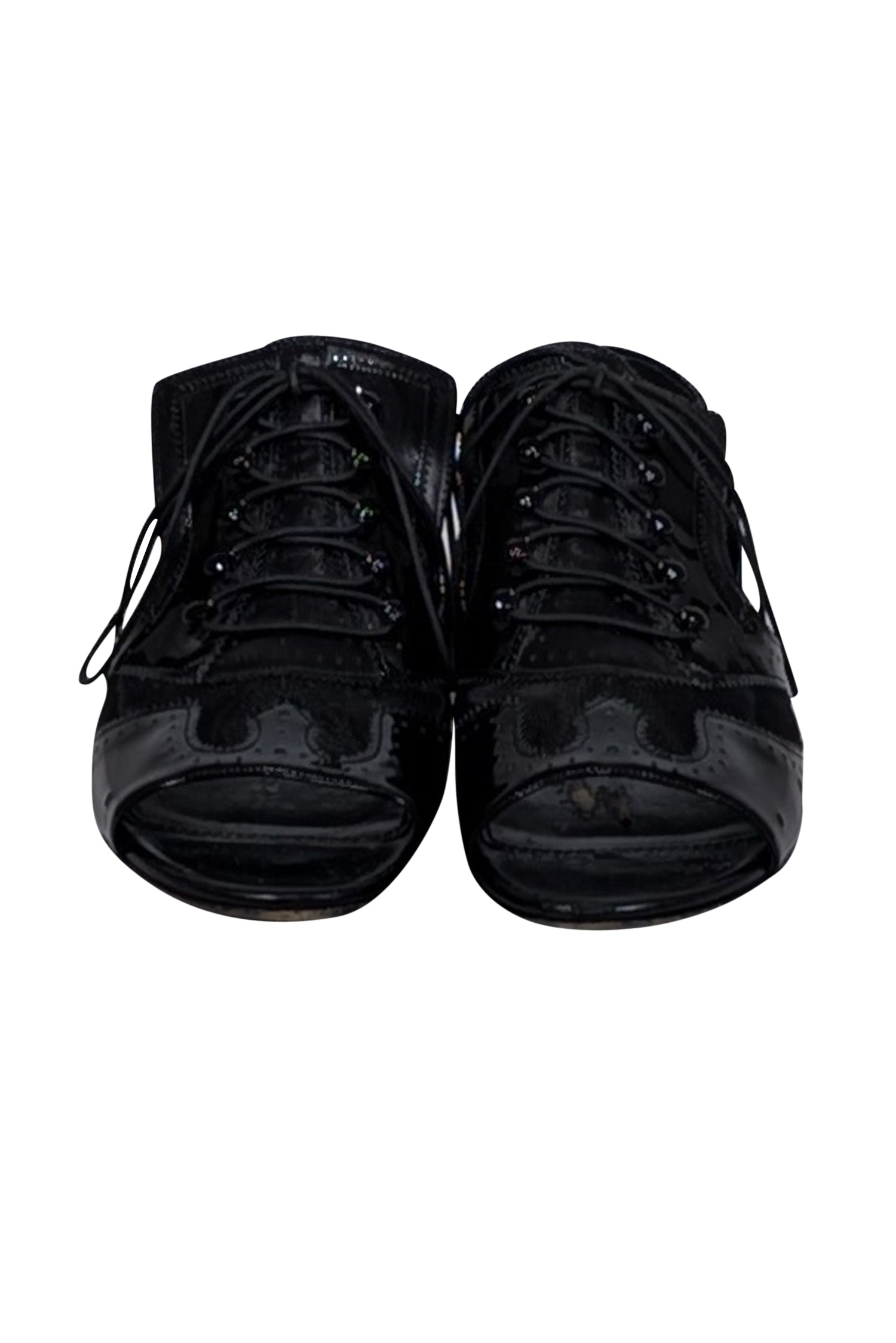 Givenchy - Stunning Black Patent Leather & Mesh Cut-Out Lace-Up Sandals in Size 7