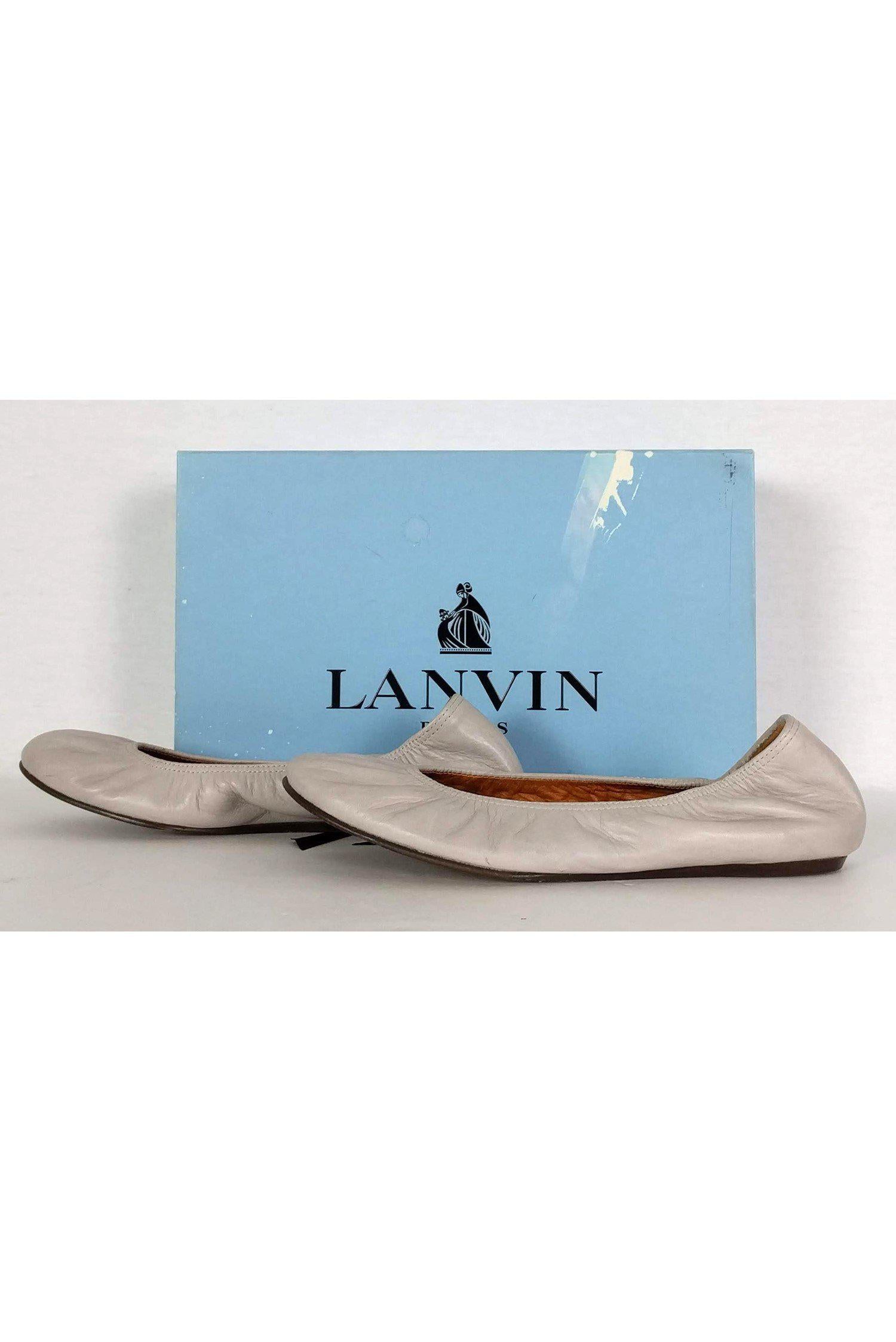 Lanvin's Stunning Light Grey Leather Ballet Flats - Size 6