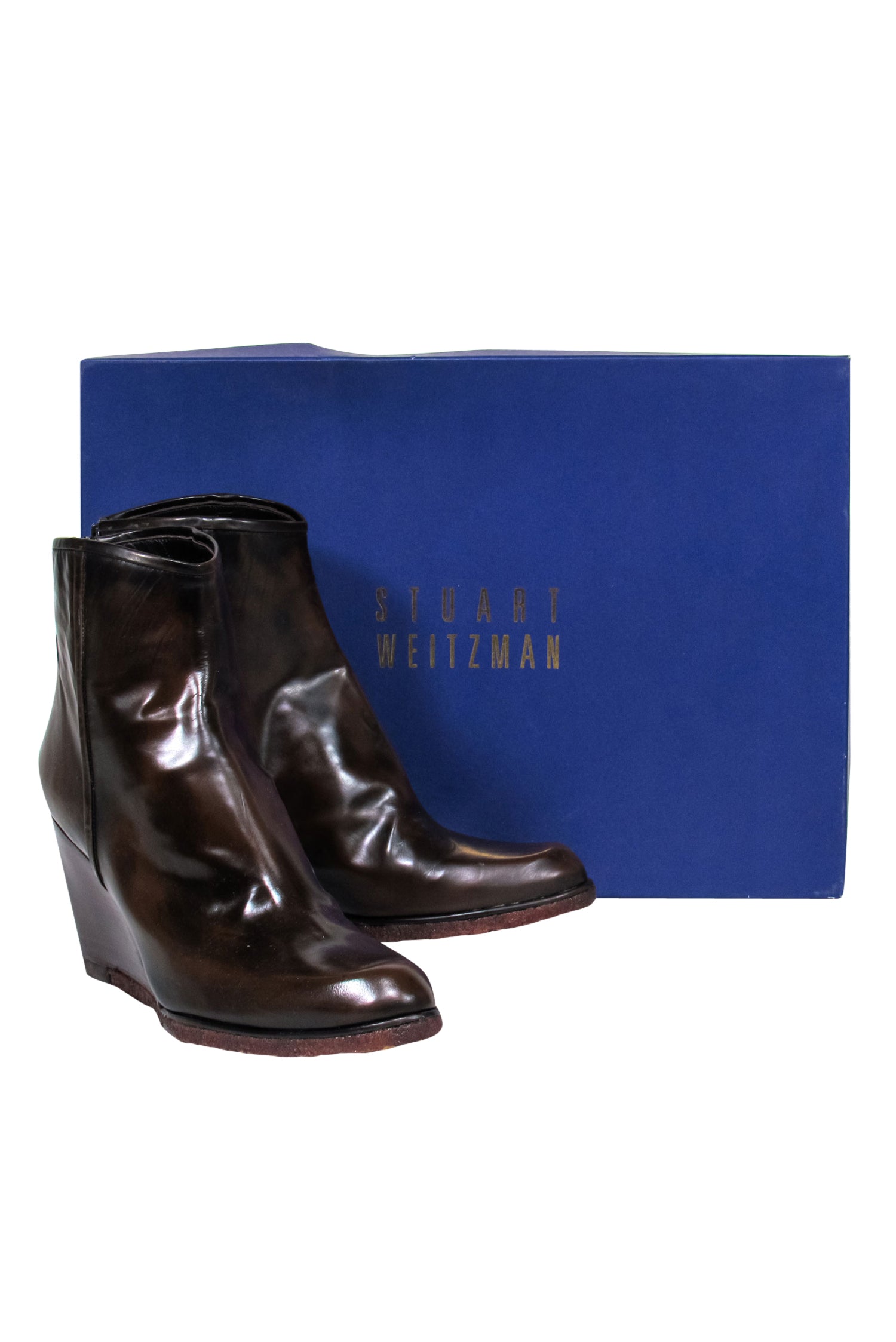 Stuart Weitzman Walnut Marbled Leather Rho Ankle Booties - Size 9 - Elevate Your Fall Fashion!