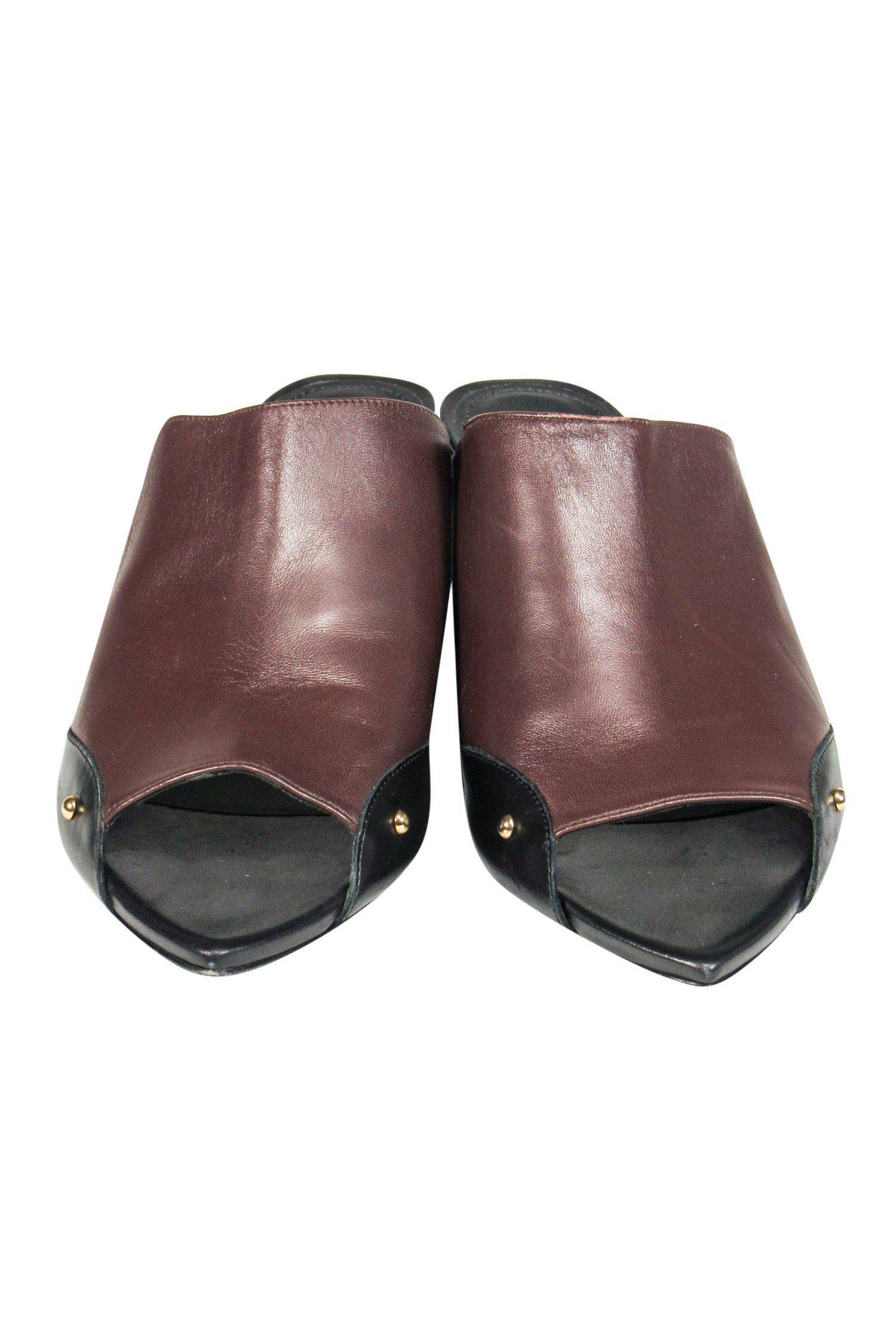 Maiyet's Stunning Brown Leather Block Heel Mules - Size 10