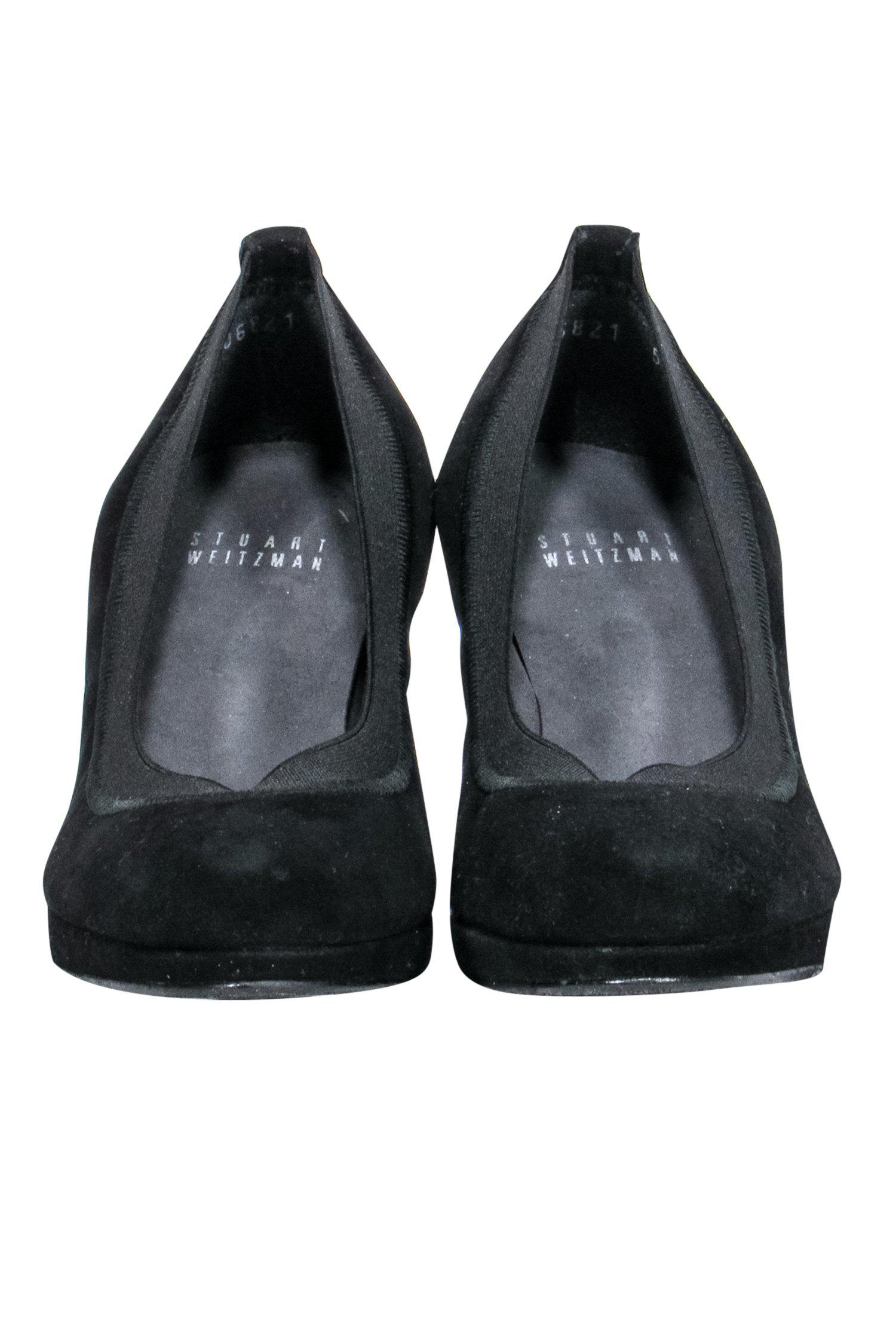 Stuart Weitzman Black Suede Rounded Toe Pumps - Size 5 - A Timeless Chic Choice