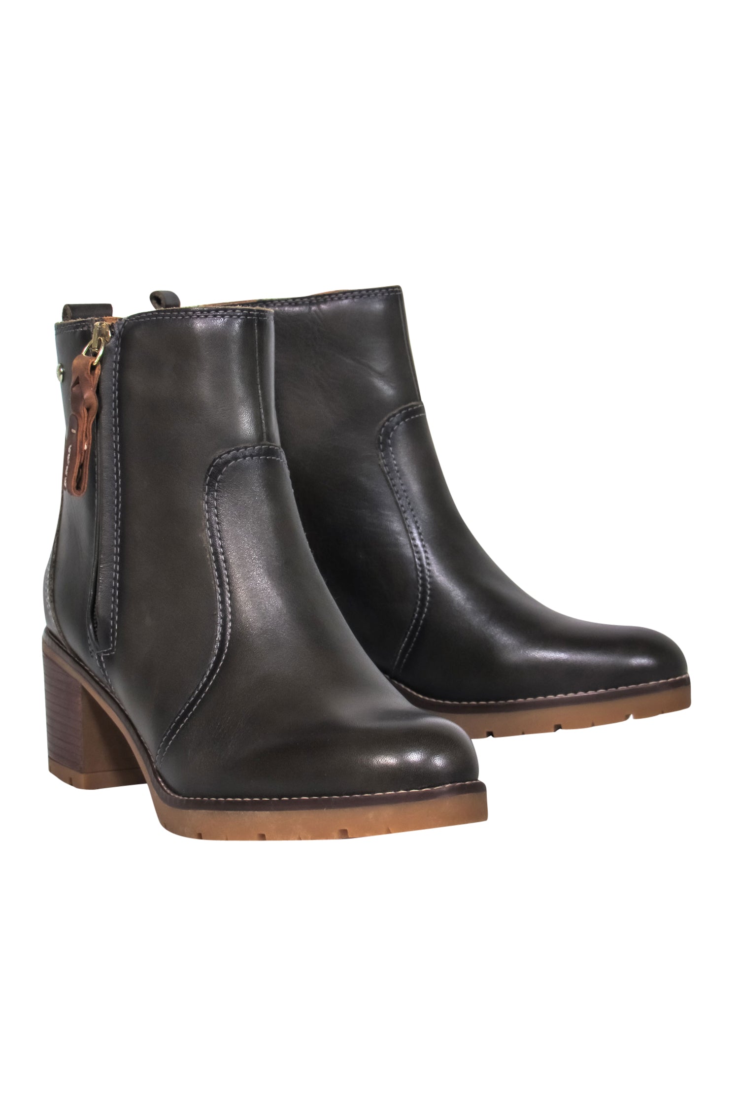 Pikolinos Brown Leather Block Heel Ankle Booties - Size 10 - Fall Fashion Must-Have